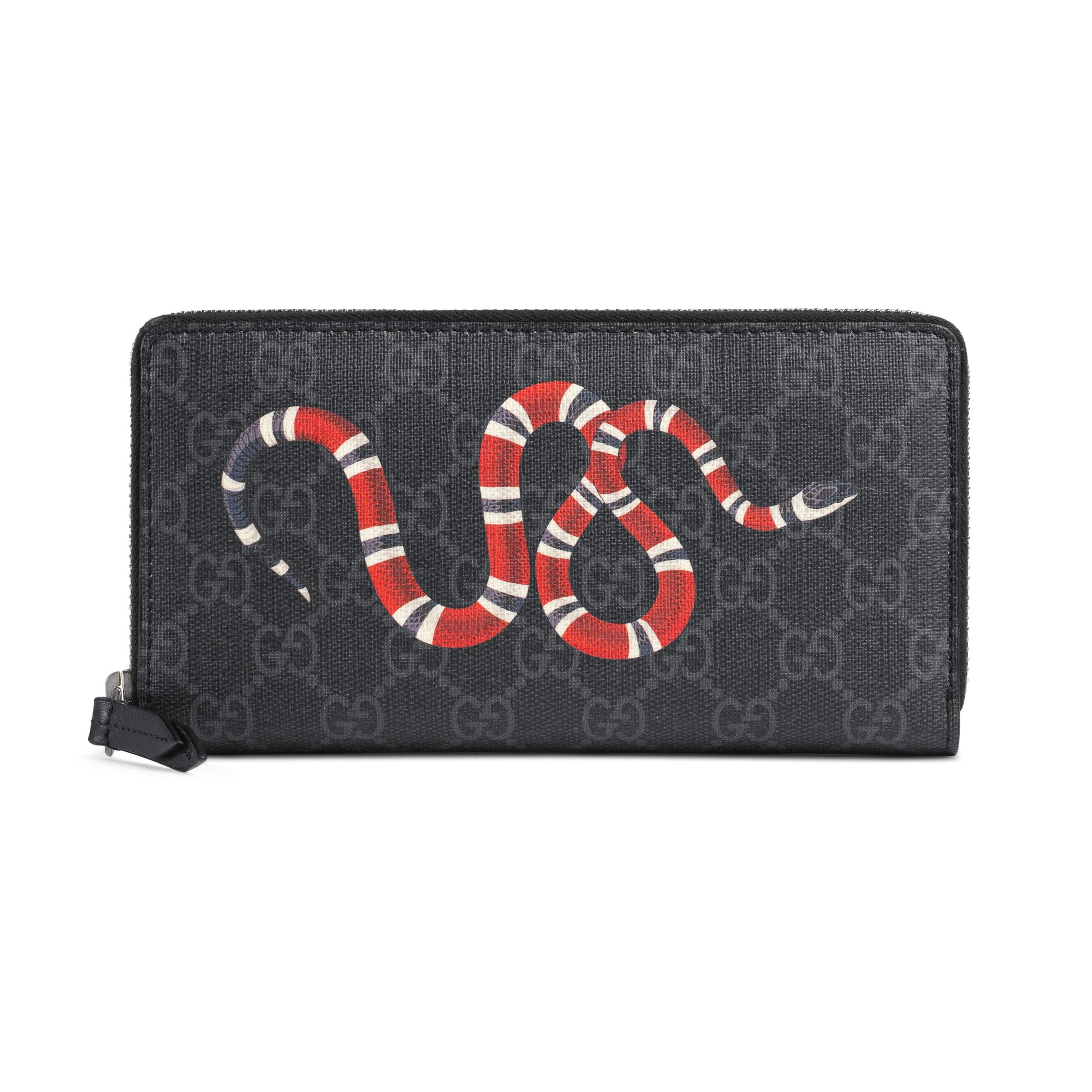 Gucci Kingsnake Print GG Supreme Zip 
