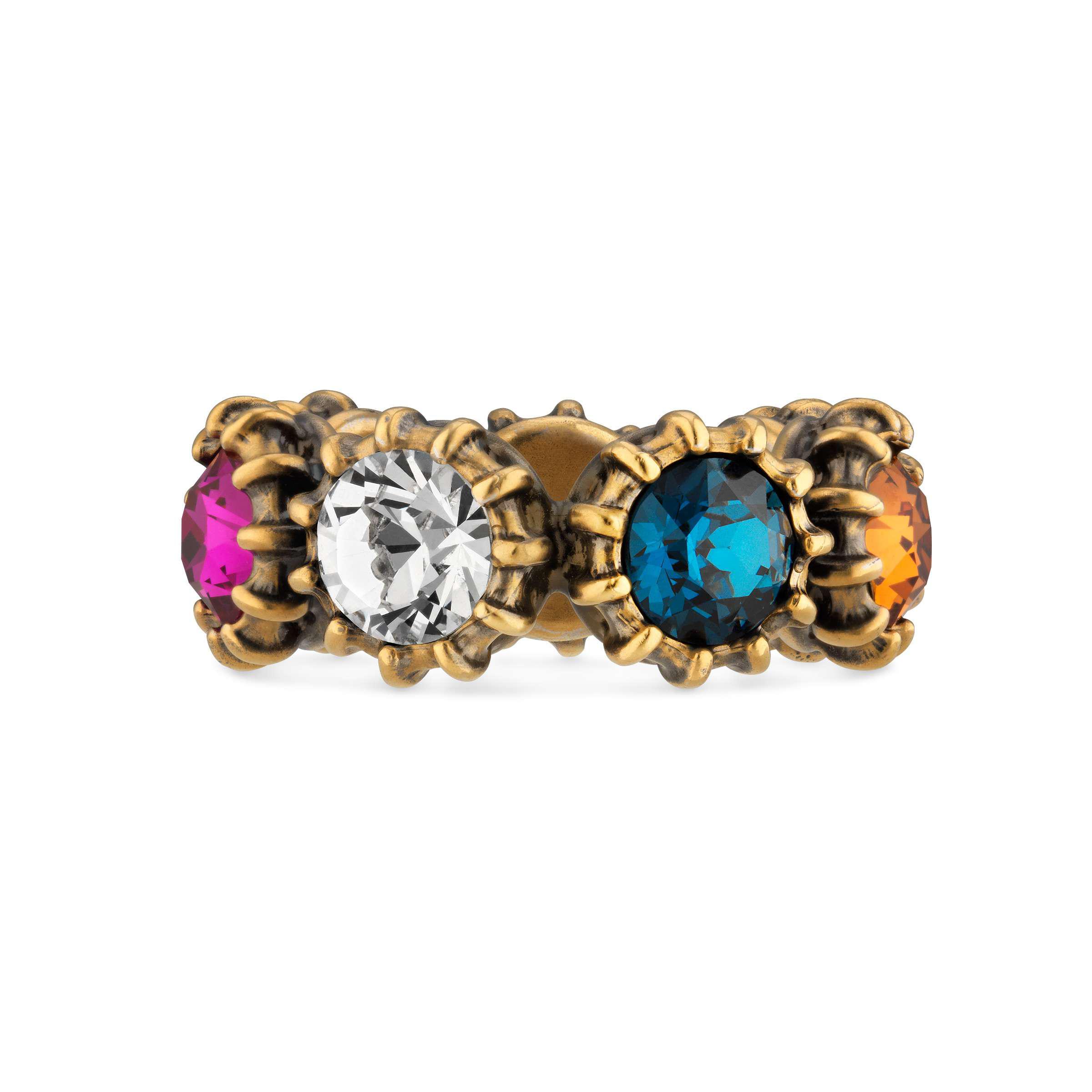 Gucci Ring With Crystals in Metallic | Lyst