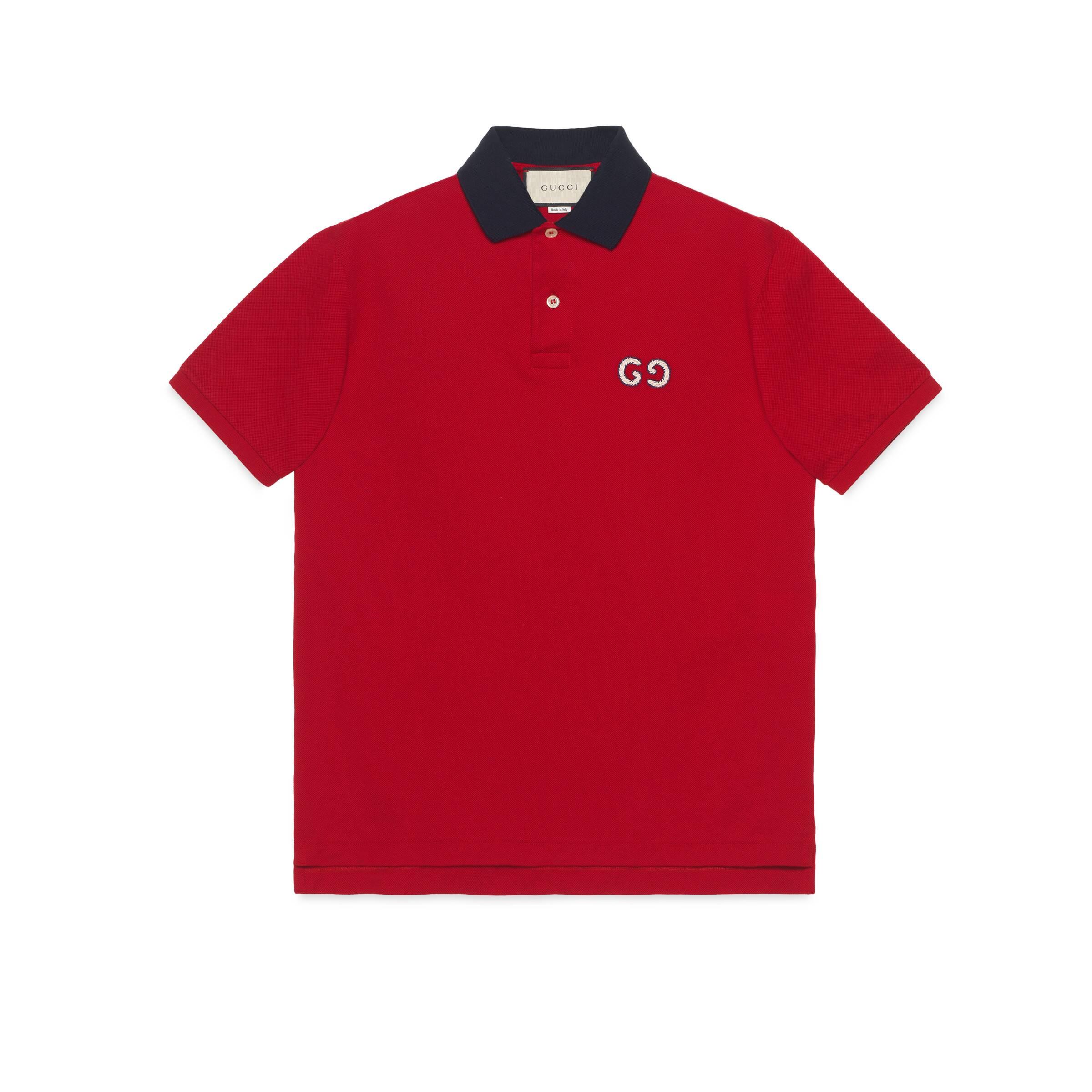 Gucci Polo With GG Embroidery in Red for Men | Lyst