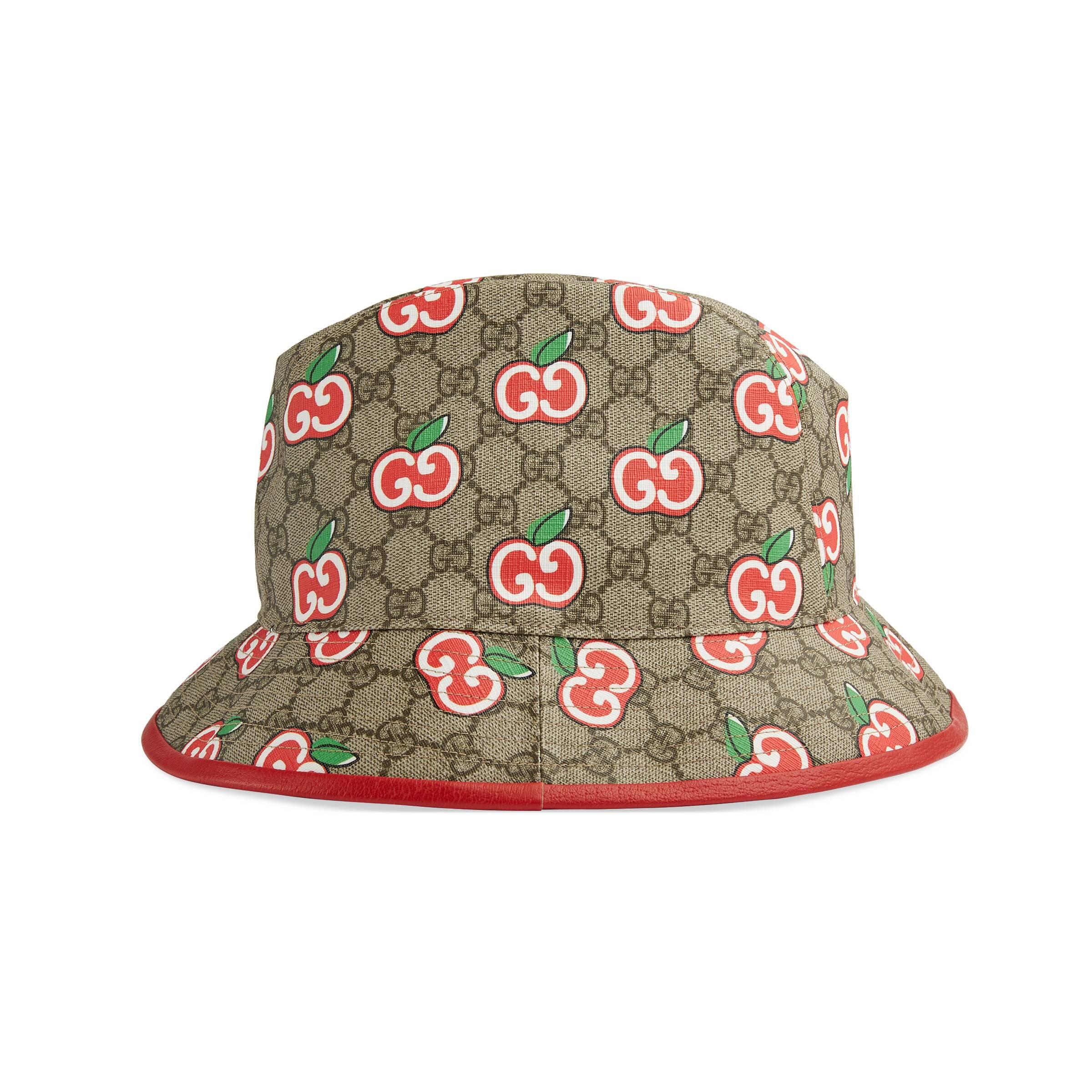 Gucci Canvas Fedora With GG Apple Print in Beige (Natural) - Lyst