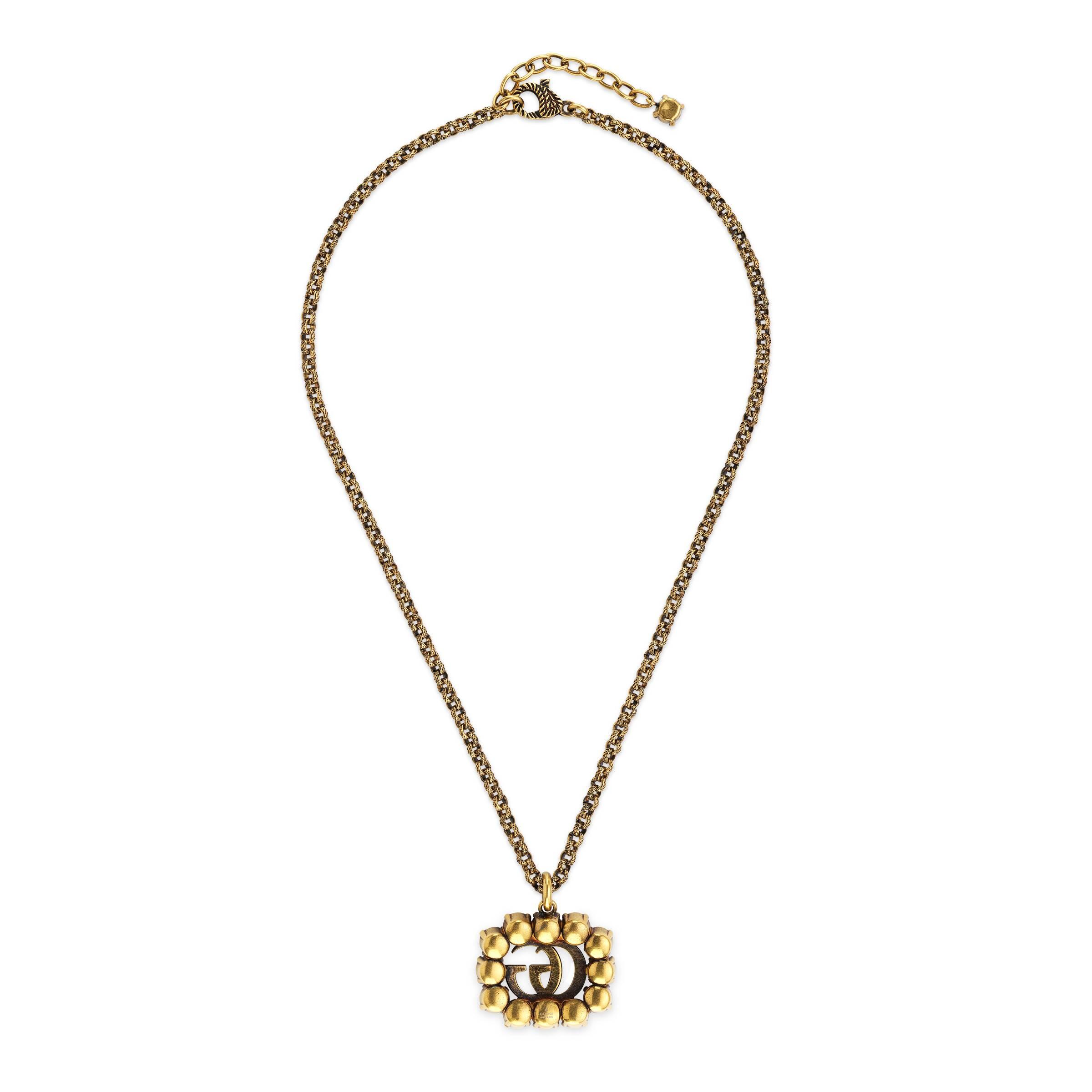 Gucci Crystal Double G Necklace in Metallic - Lyst