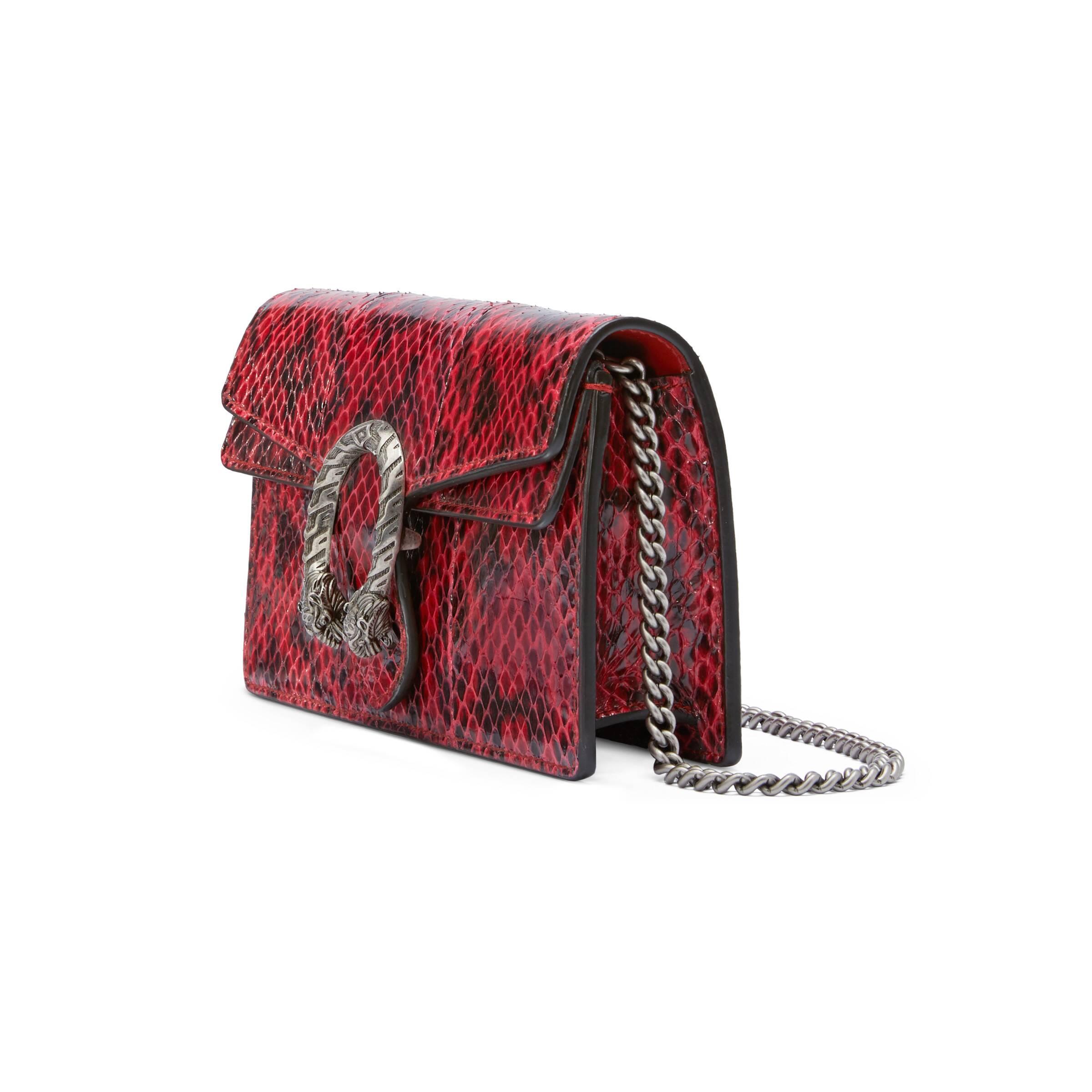 Gucci Dionysus Super Mini Snakeskin Bag in Red | Lyst