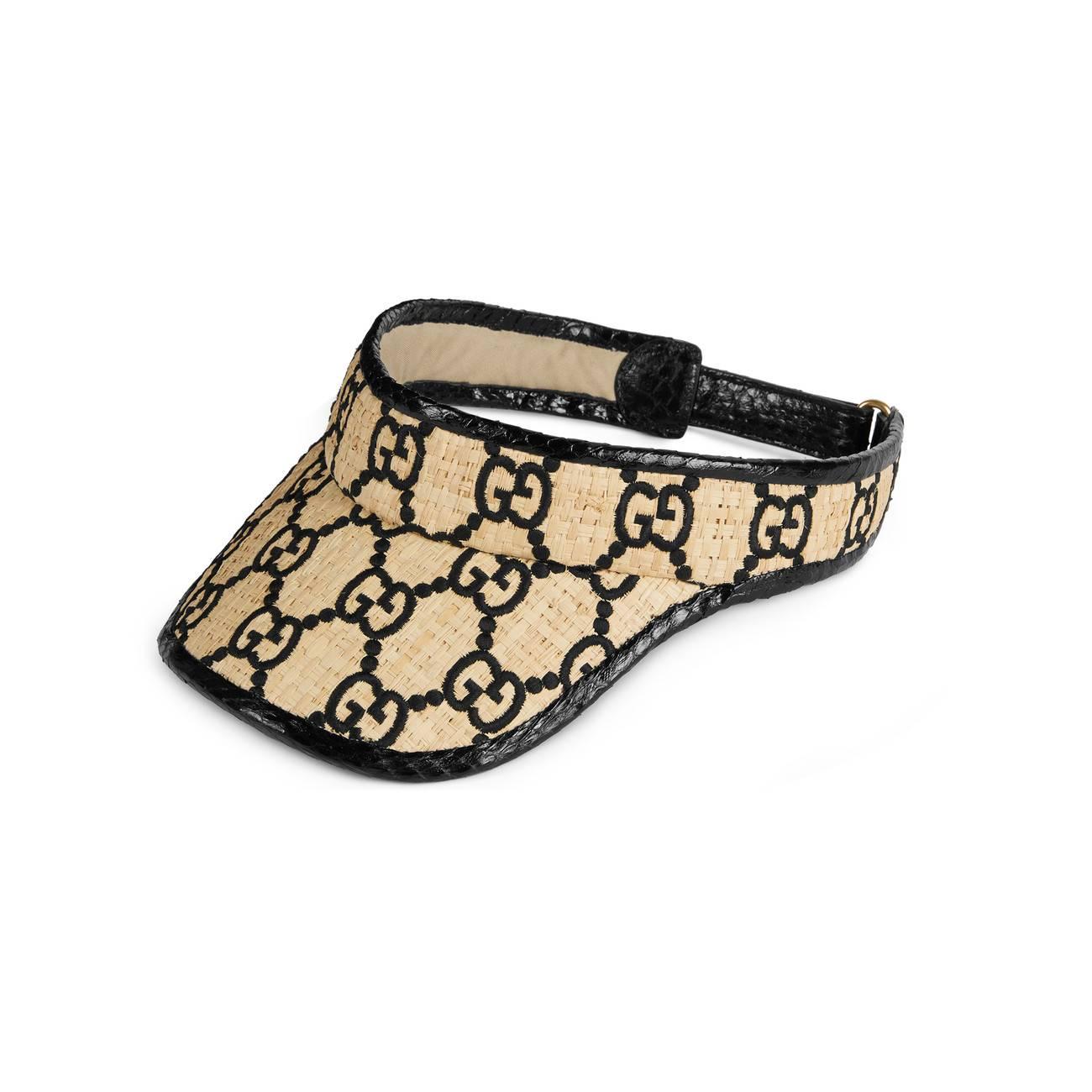 Gucci GG Visor With Snakeskin in White for Men Lyst