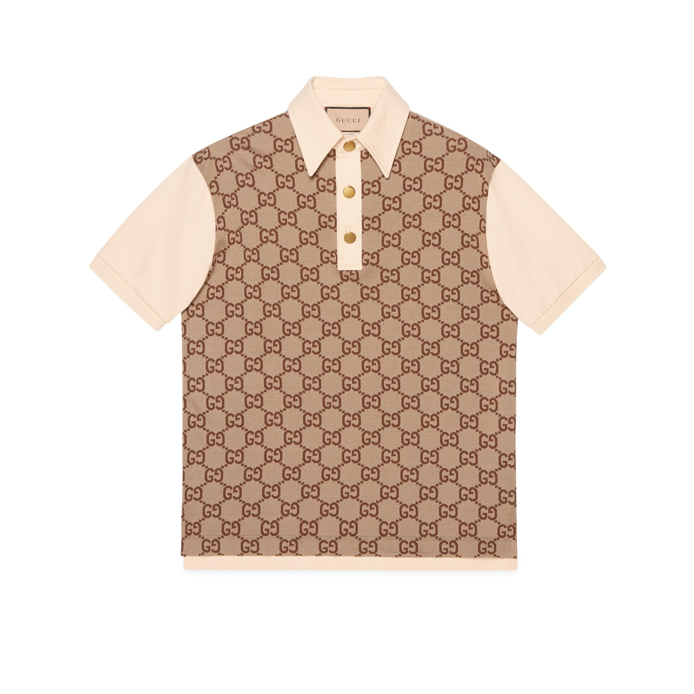 Gucci Jumbo GG Cotton Silk Jacquard Polo in Natural for Men | Lyst