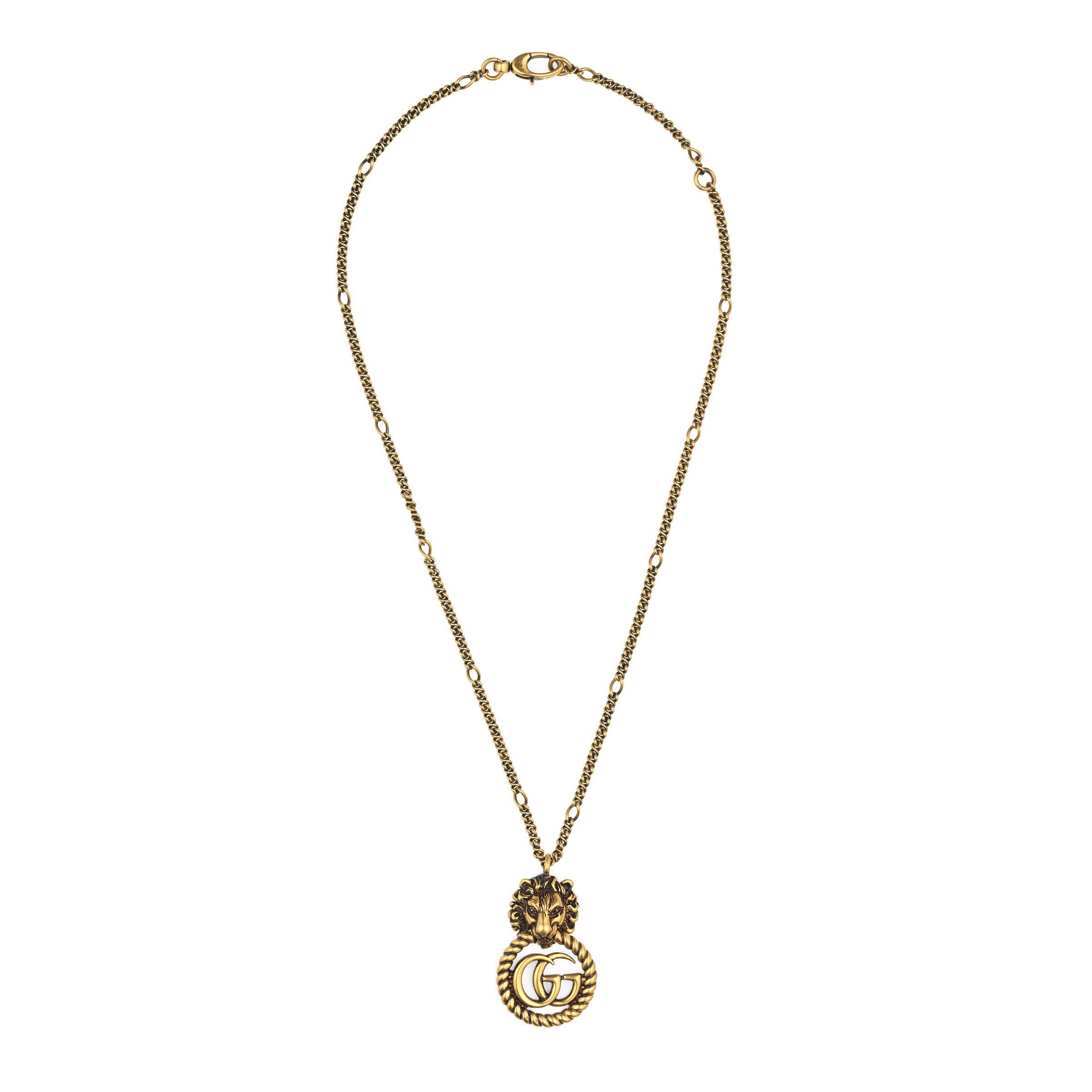 Gucci Lion Head Necklace With Double G in Gold (Metallic) - Lyst