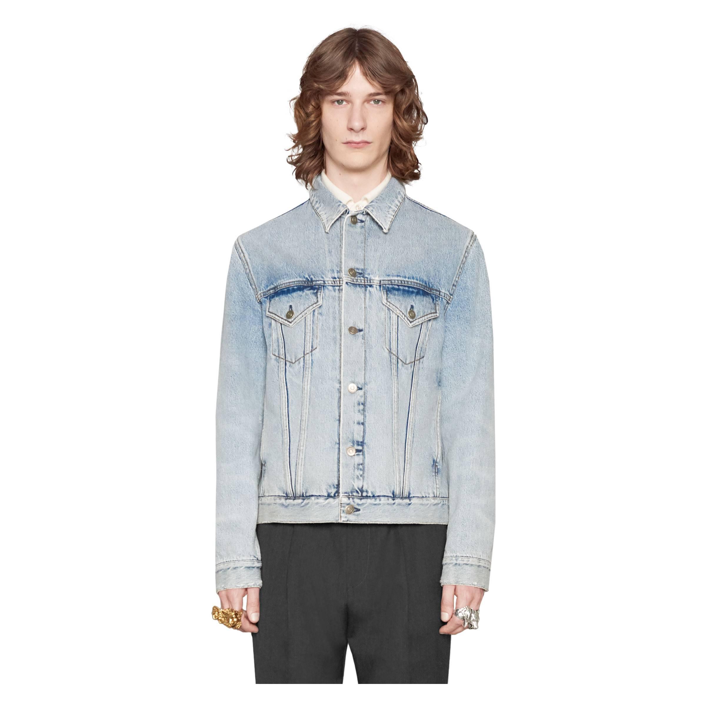 gucci denim jacket teddy bear