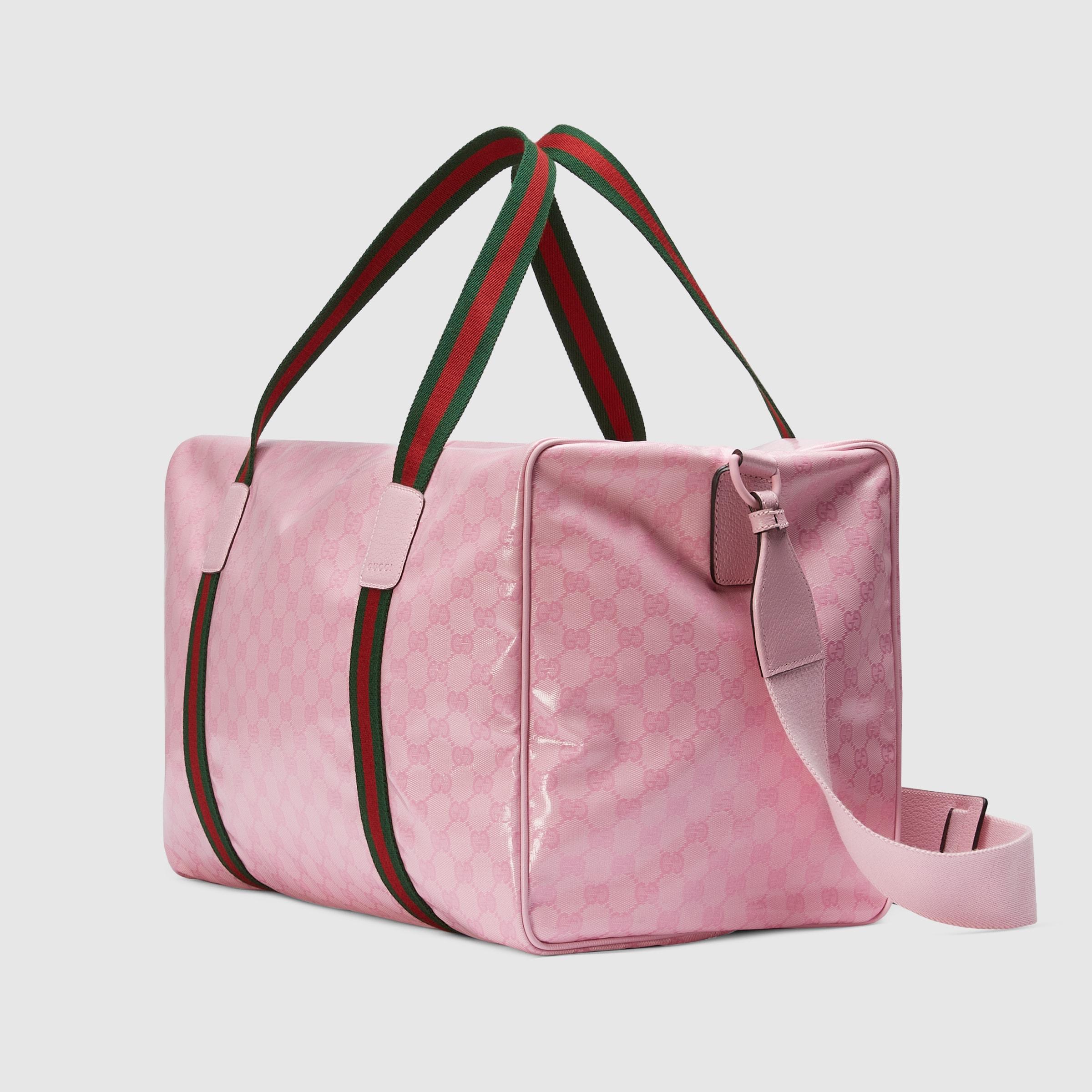 Gucci Medium Pink Coated Canvas GG Web Tote