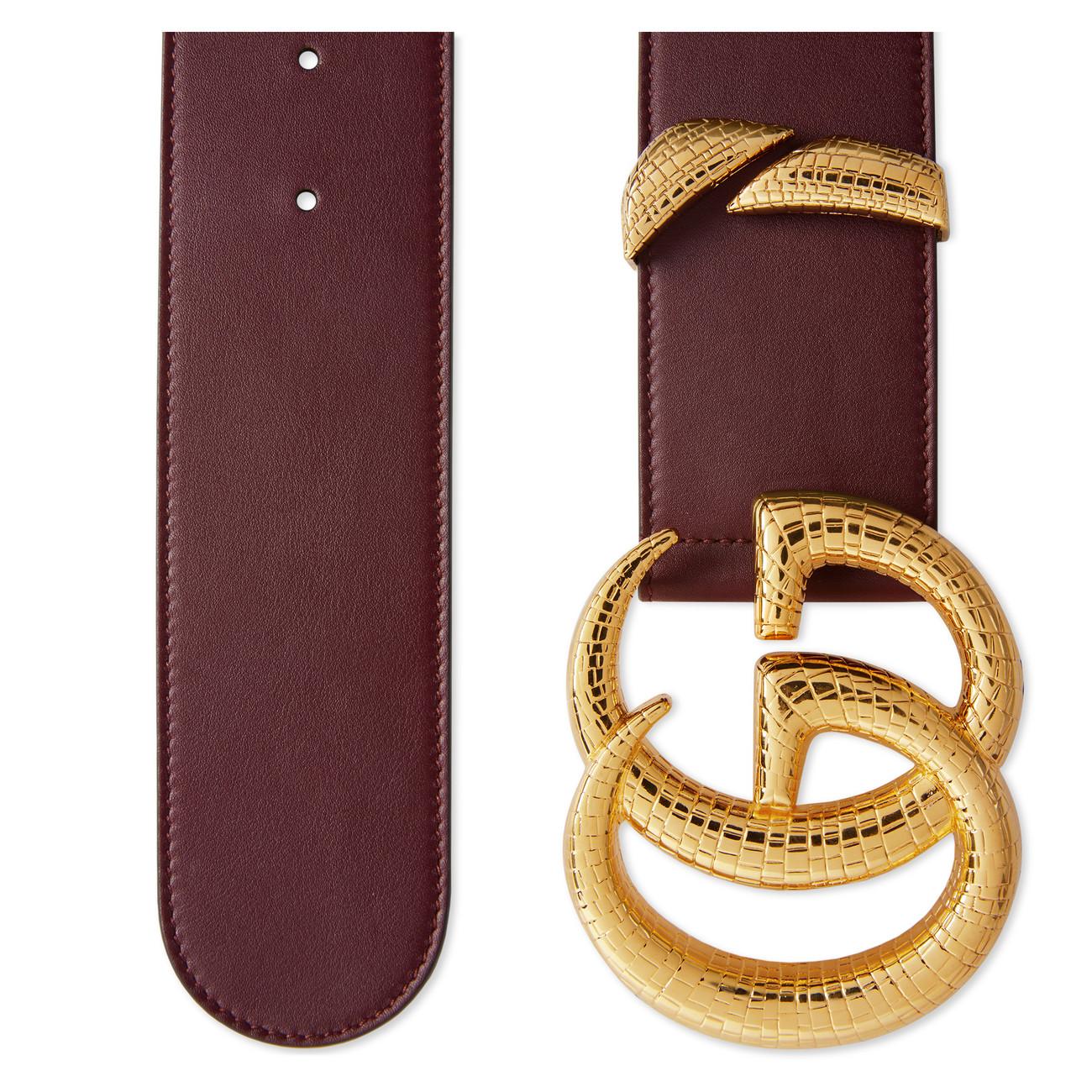 Gucci Leather Belt With Double G Buckle in Red - Lyst