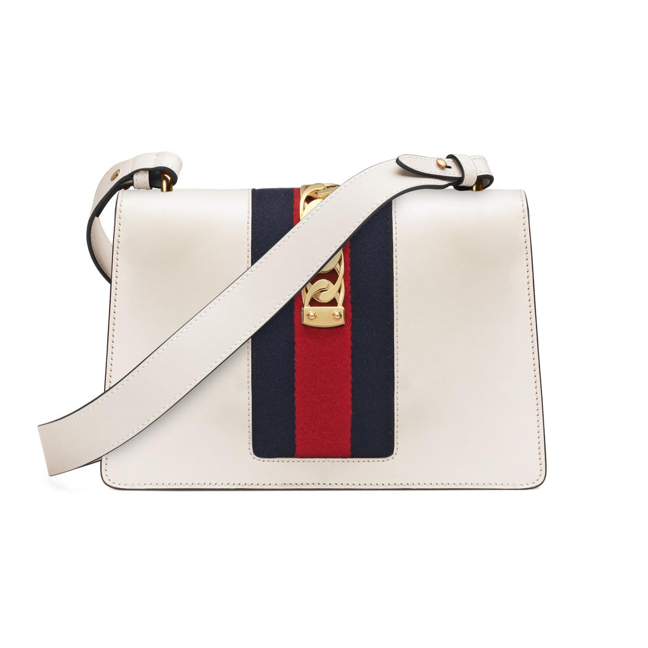 Gucci Leather Sylvie Small Shoulder Bag in White - Lyst