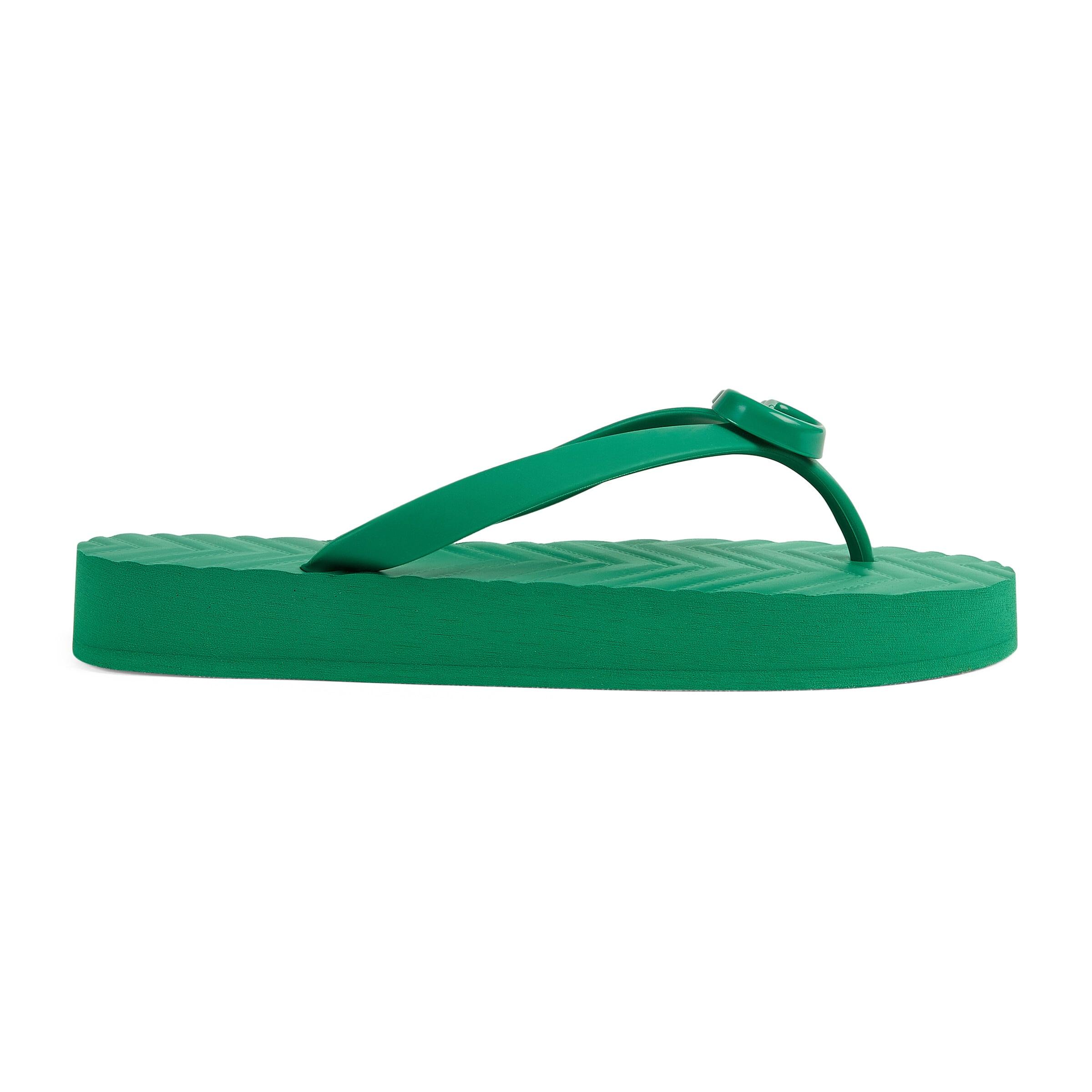 Gucci Chevron Thong Sandal in Green | Lyst