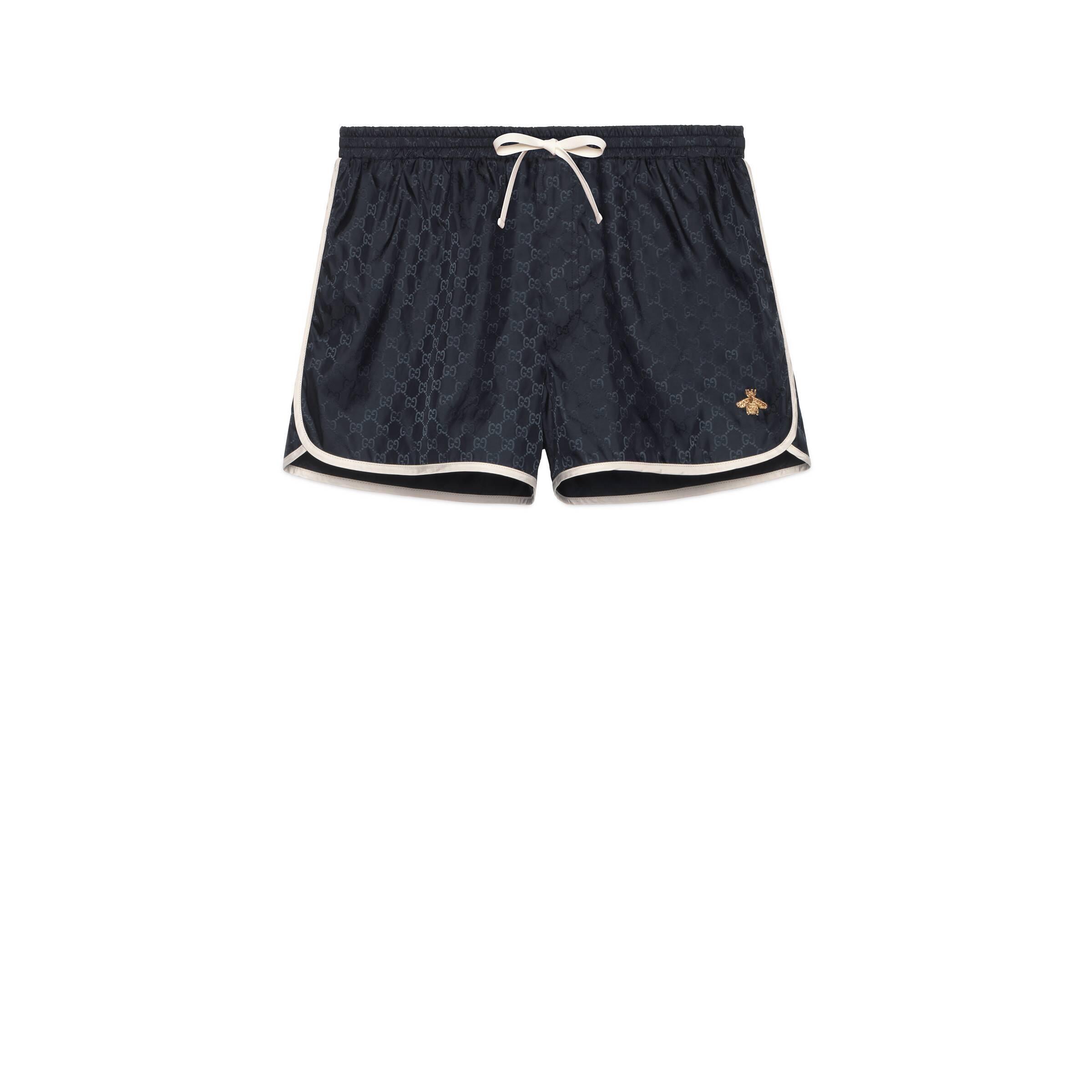 Gucci Synthetic GG Nylon Swim Short With Bee in Blue for Men - Lyst
