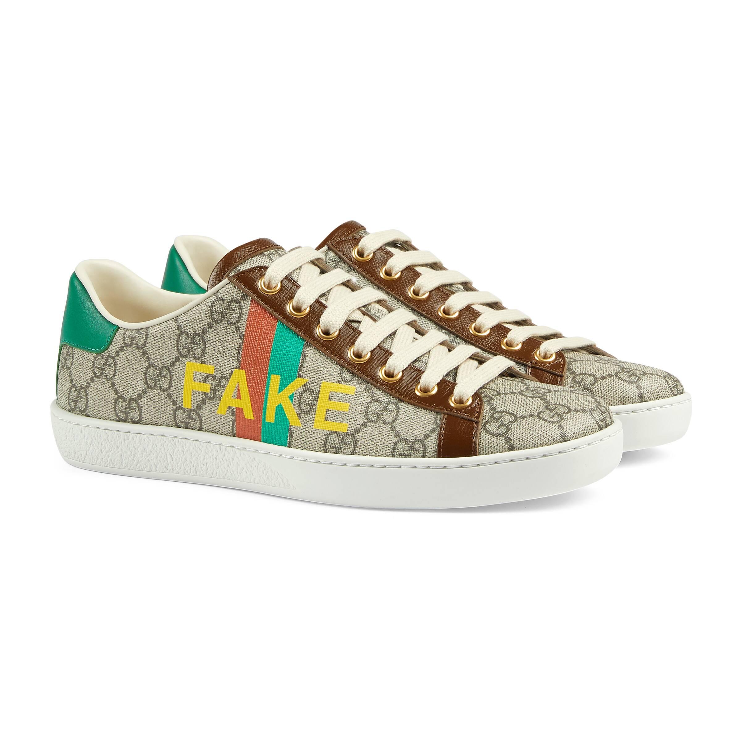 bande tankskib rack Gucci Canvas 'fake/not' Print Ace Sneaker in Brown (Natural) - Save 36% -  Lyst