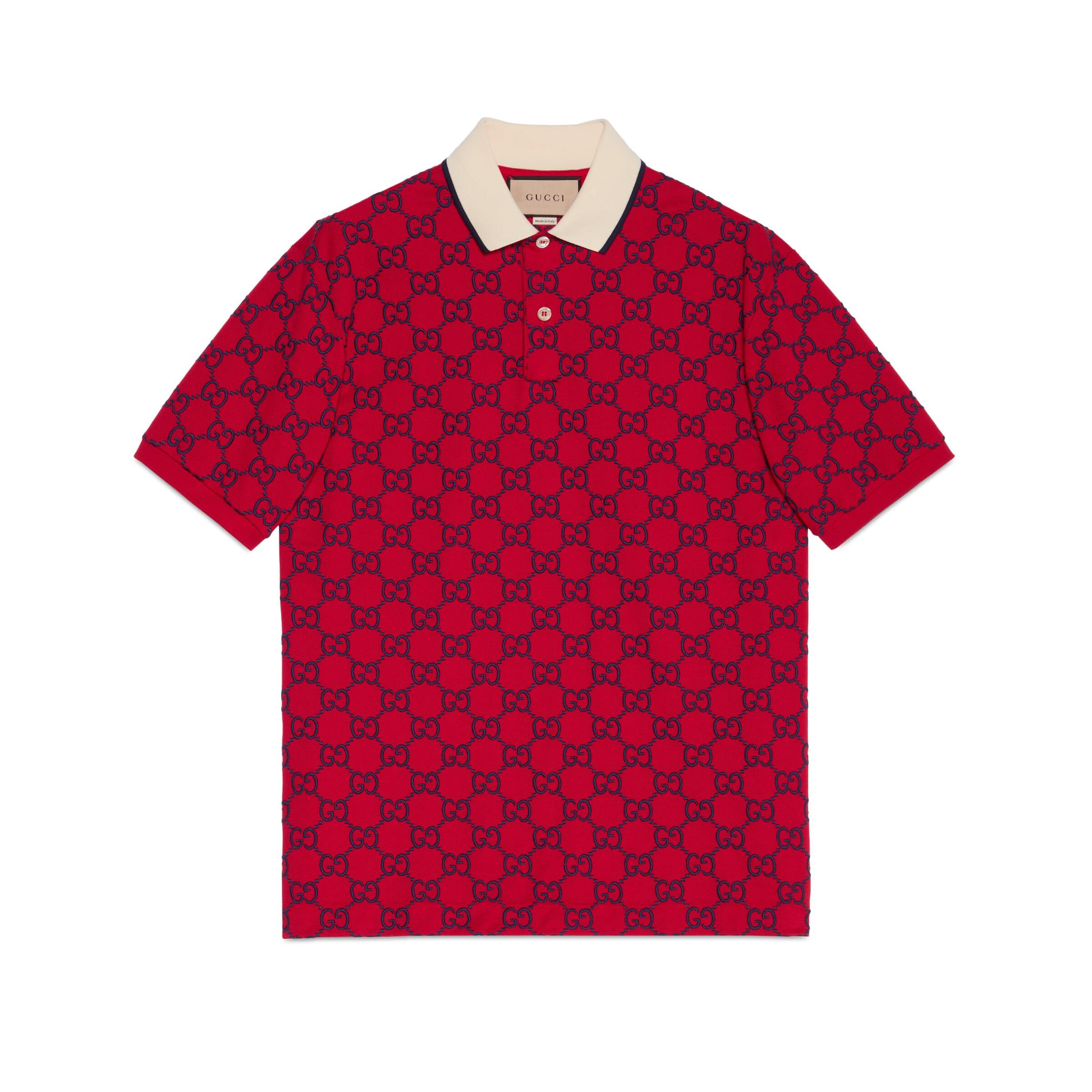 Gucci GG Stretch Cotton Polo in Red for Men