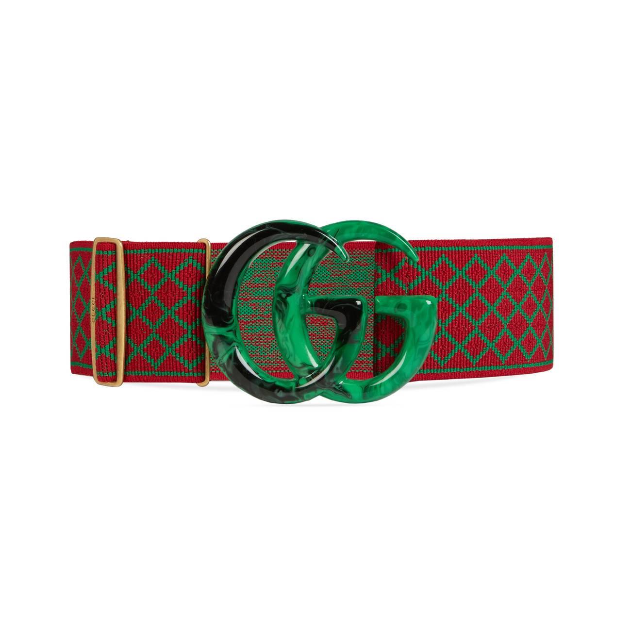Gucci Elastic Belt With Crystal Double G Buckle in Black