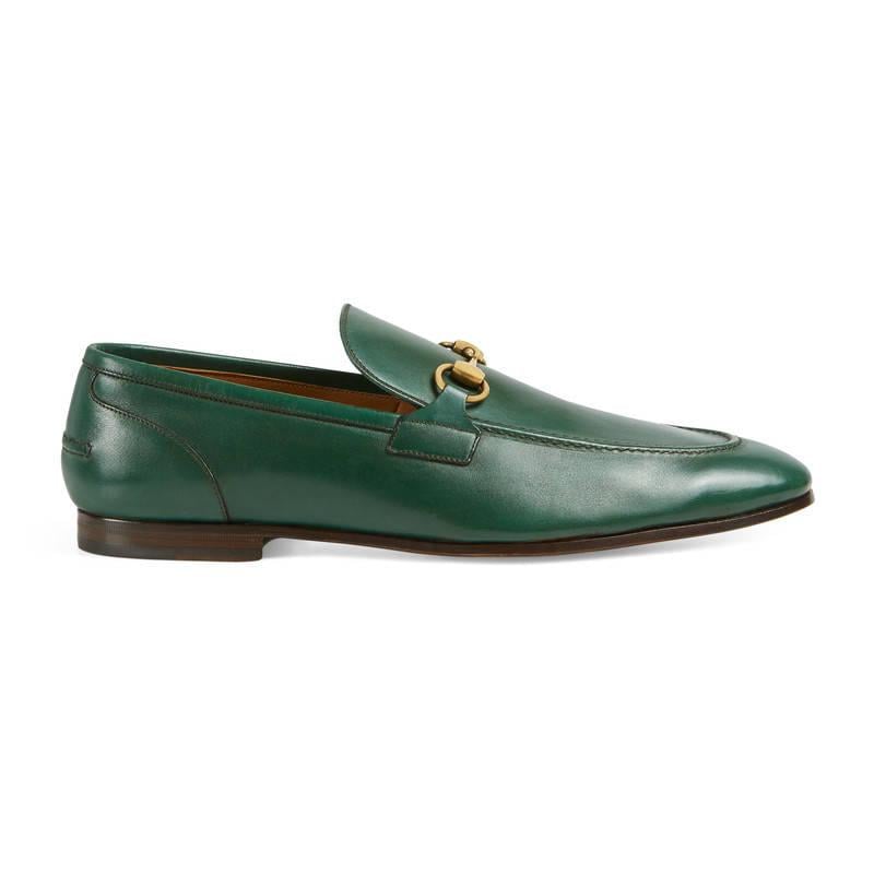Gucci Jordaan Leather Loafer in Green for Men - Lyst