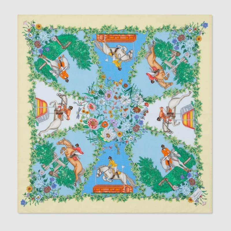 Gucci メンズ グリーン プリント コットン ポケットチーフ, マルチカラ 