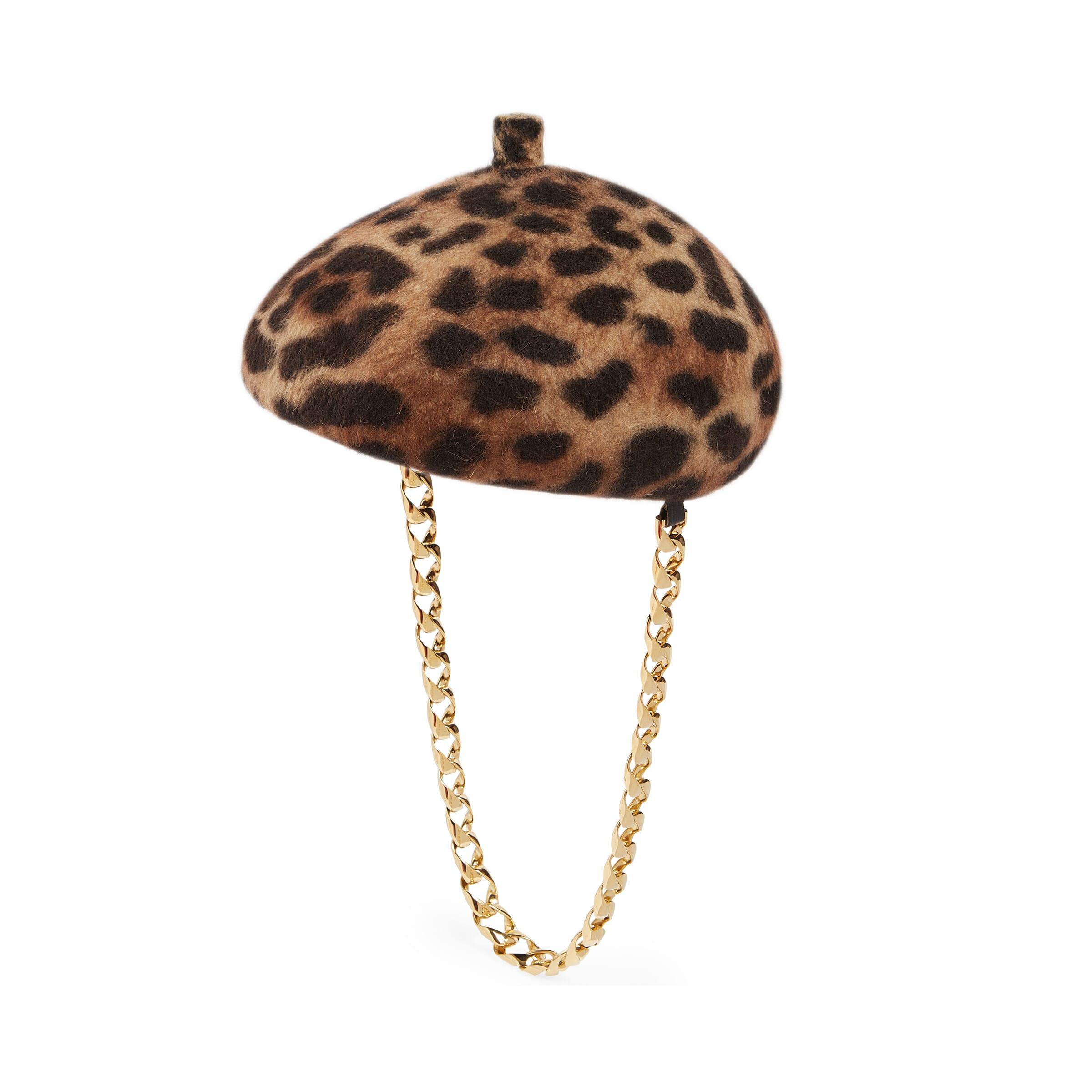 Gucci Felt Beret With Chain in Brown | Lyst