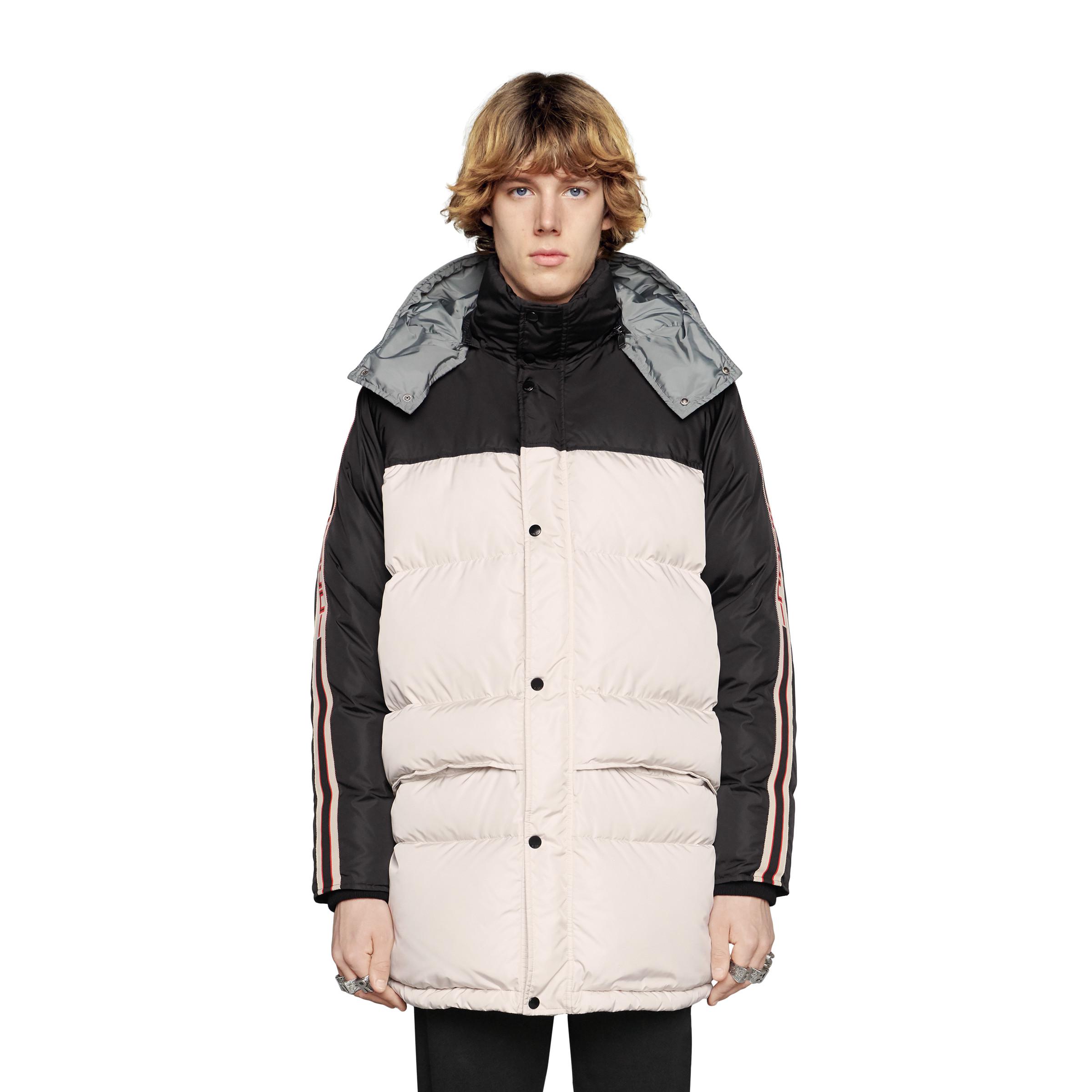 nylon coat with gucci stripe