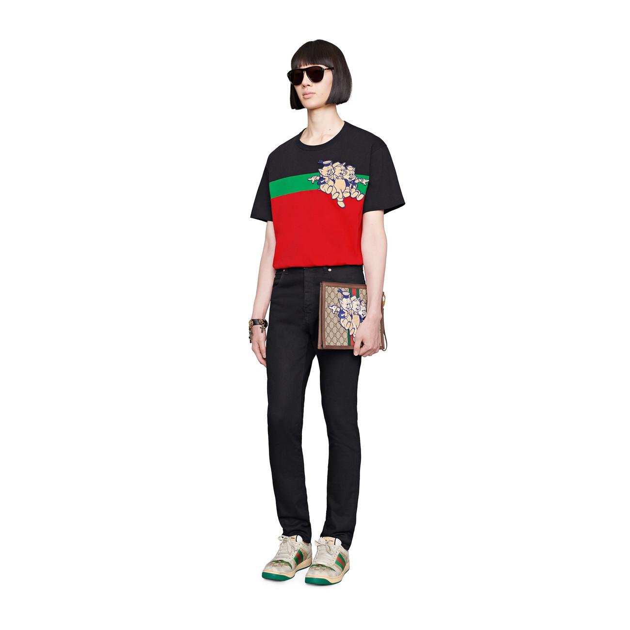 Gucci Men's Oversize T-shirt With Three Little Pigs in Green for 
