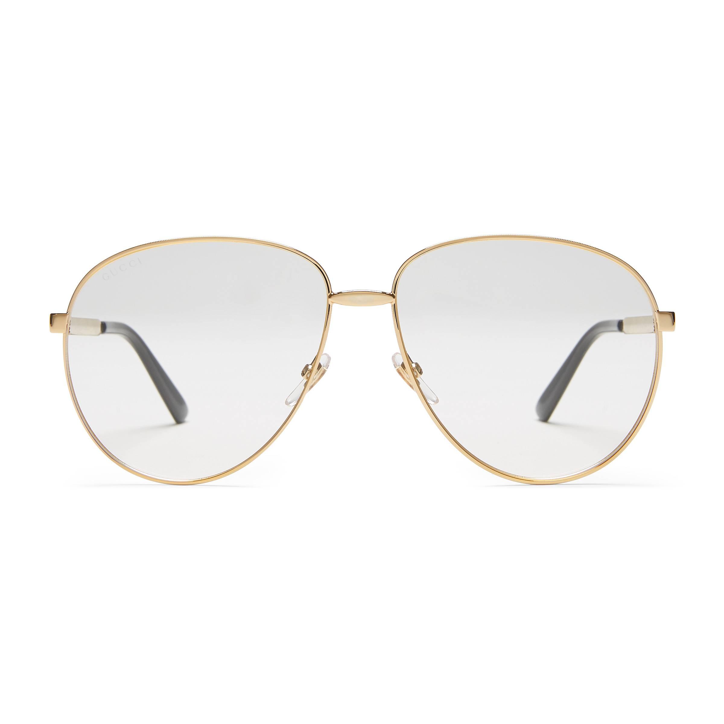 gucci aviator metal glasses with web