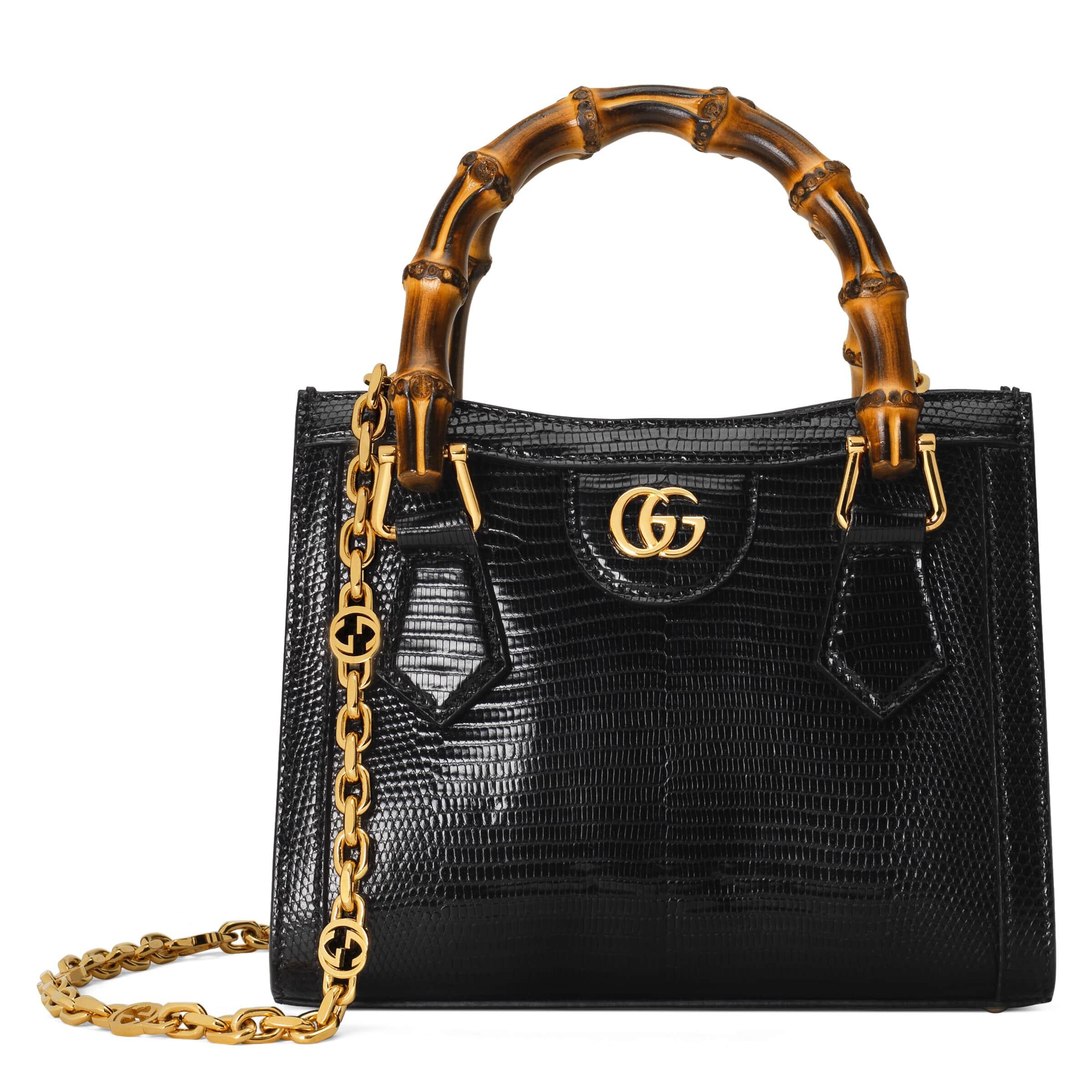 Gucci Diana Lizard Mini Bag in Black | Lyst