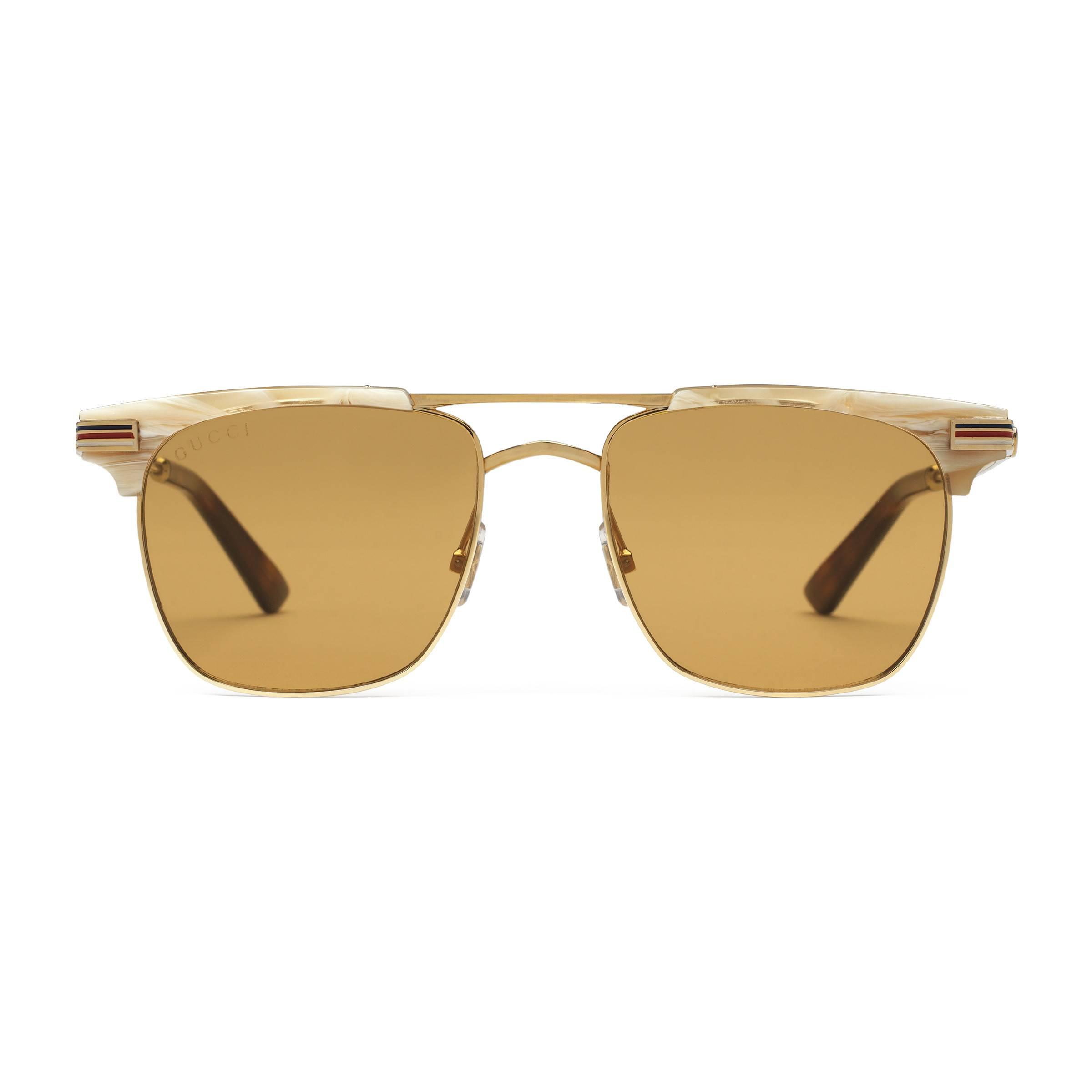 gucci square frame metal sunglasses