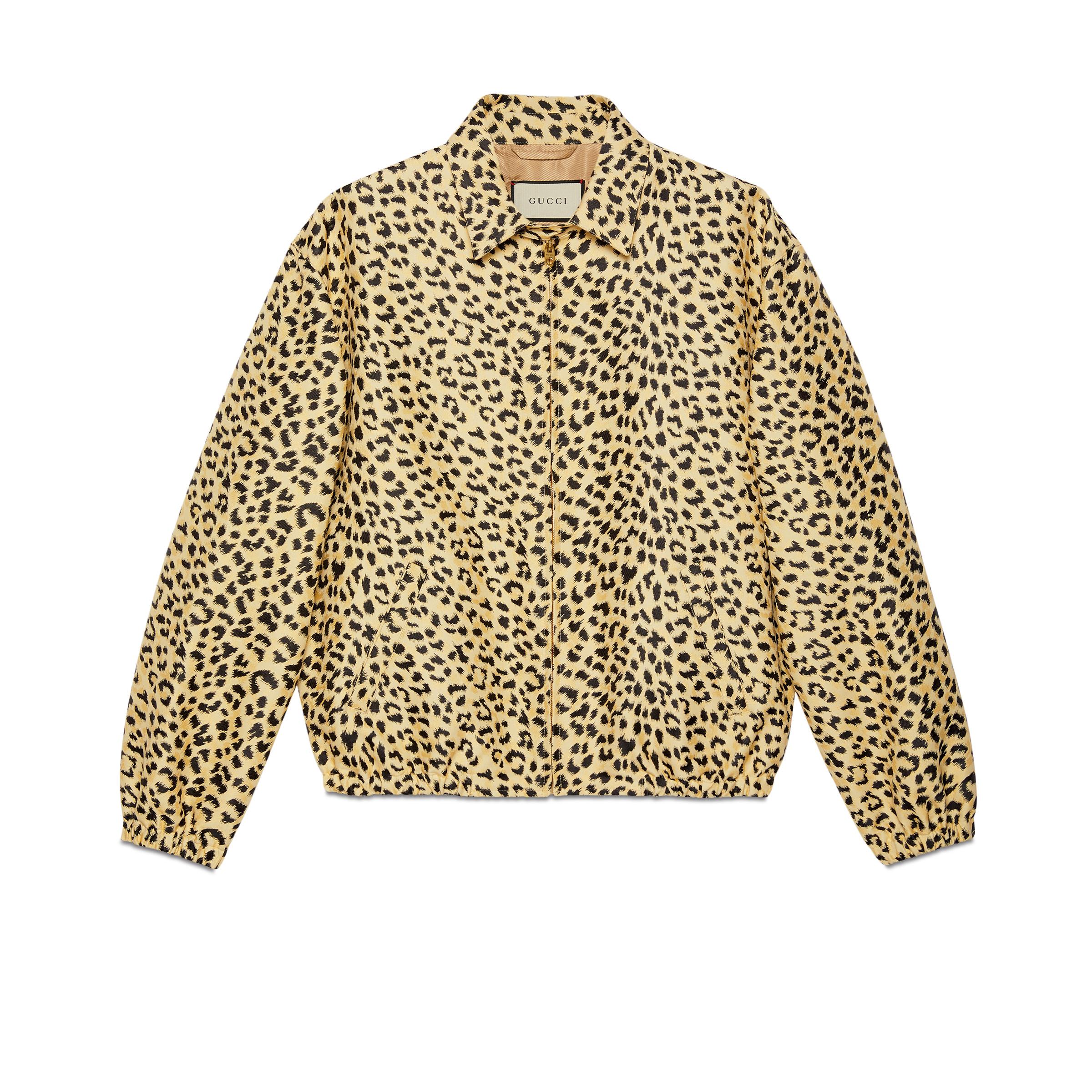 Gucci Cotton Leopard Jacquard Jacket With Label for Men - Lyst
