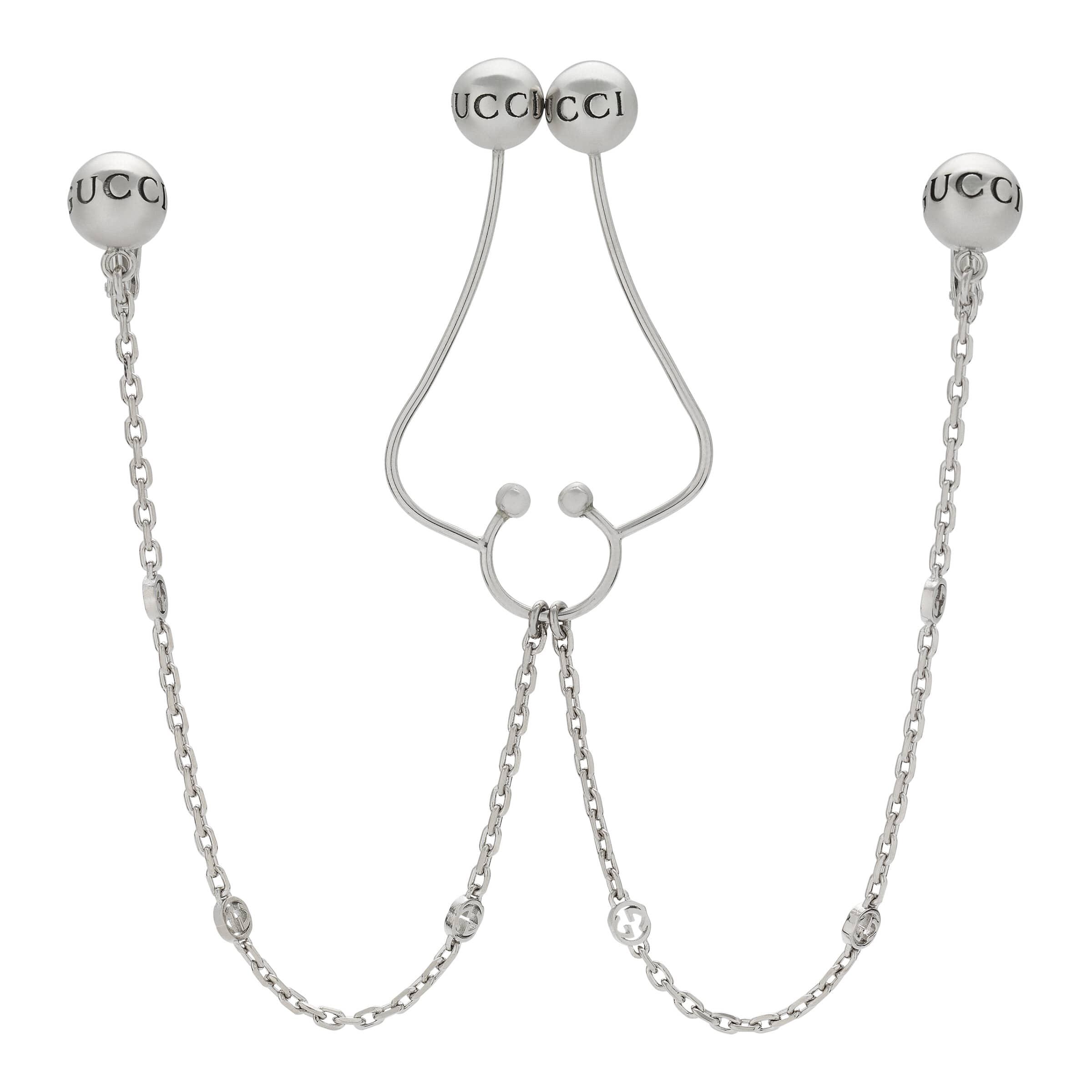 Gucci Clip-on Nose Piercing With Chain Details | Lyst