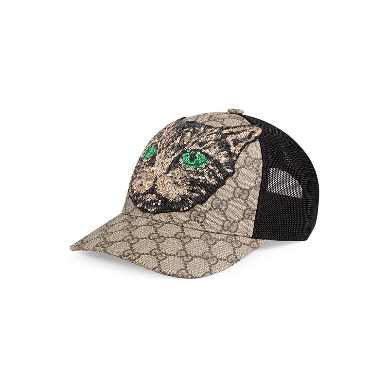 Gucci Gg Supreme Mystic Cat Baseball Hat in Black for Men | Lyst