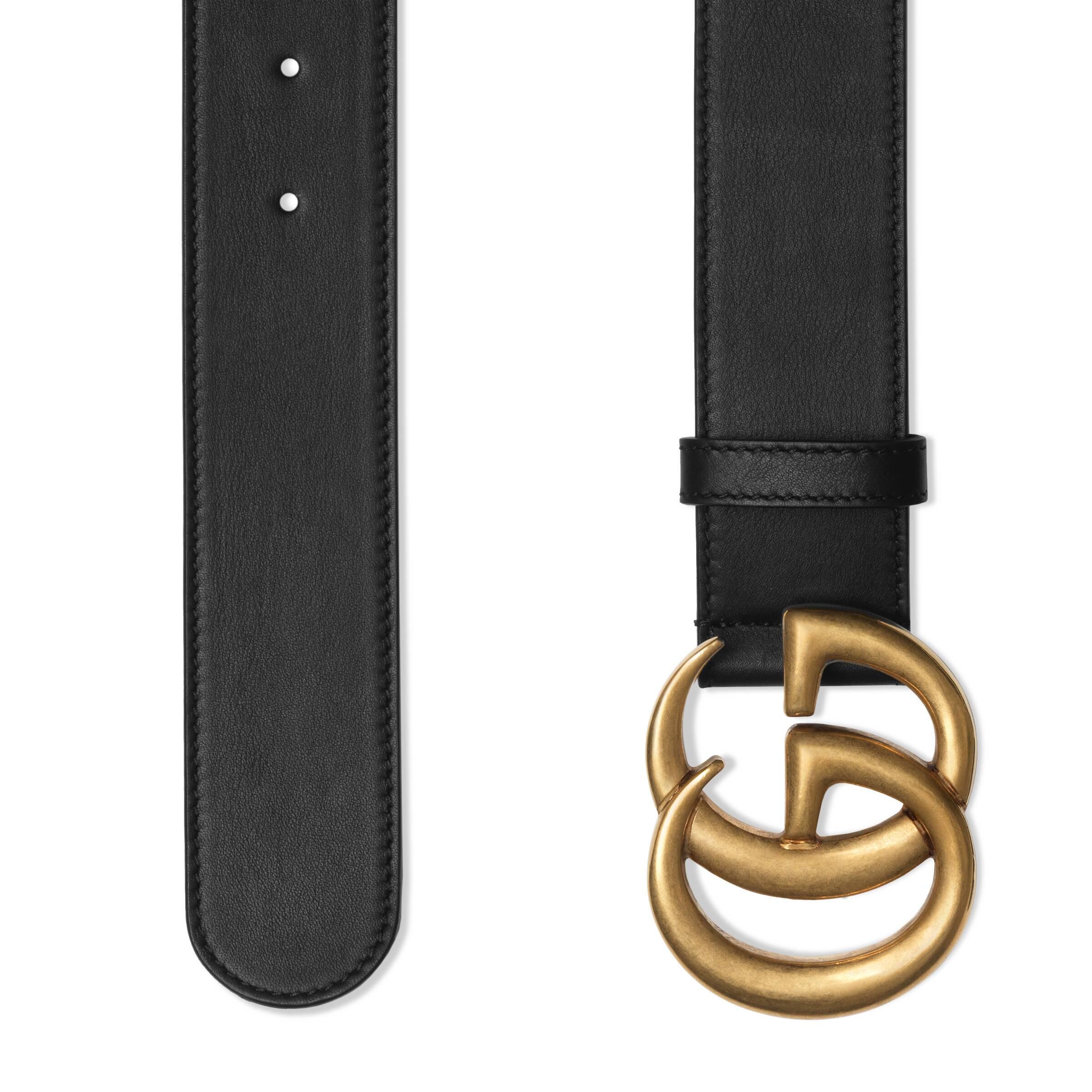 Gucci Wide Leather Belt With Double G Buckle in Black - Lyst