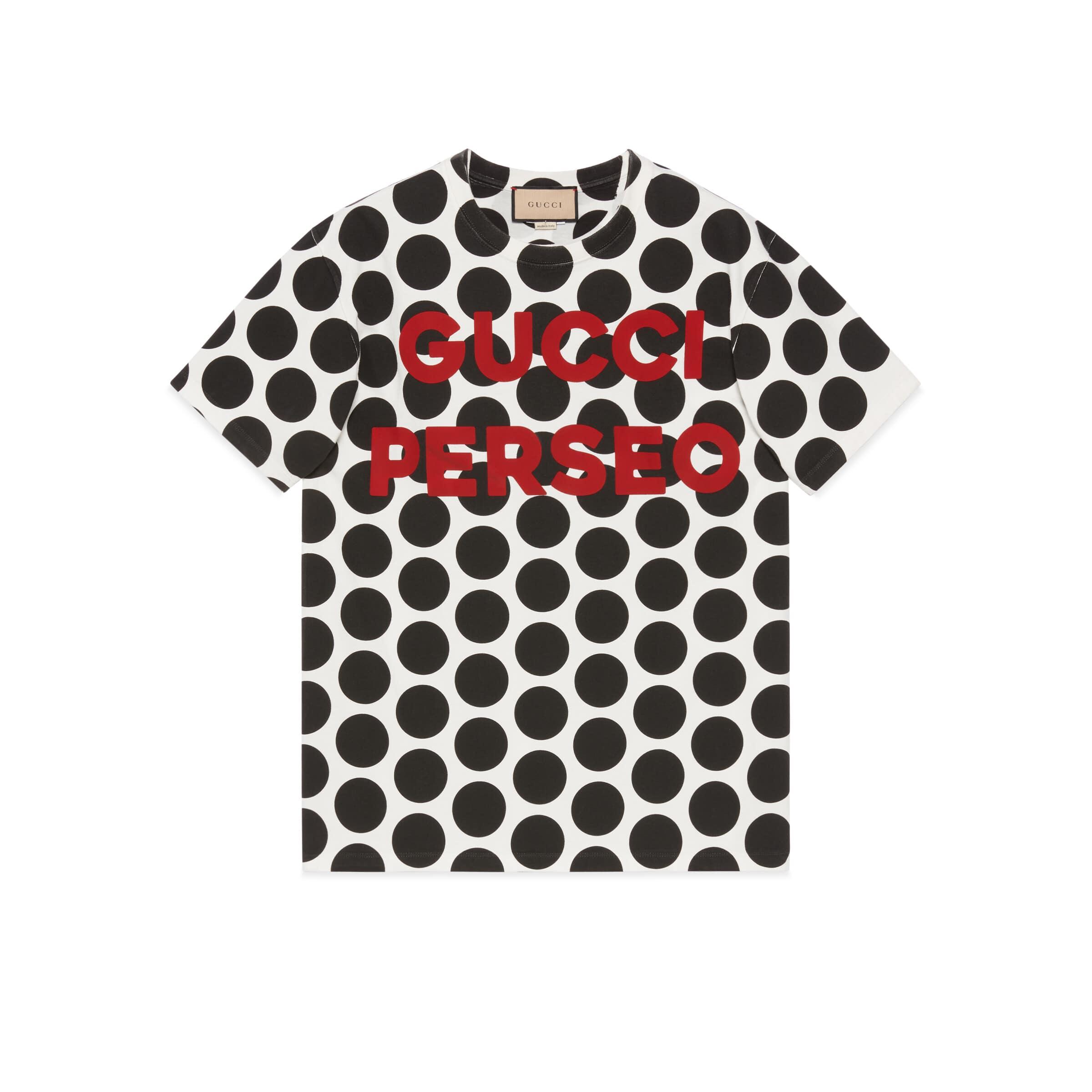 Gucci Perseo Polka Dot Print T-shirt in Black for Men | Lyst