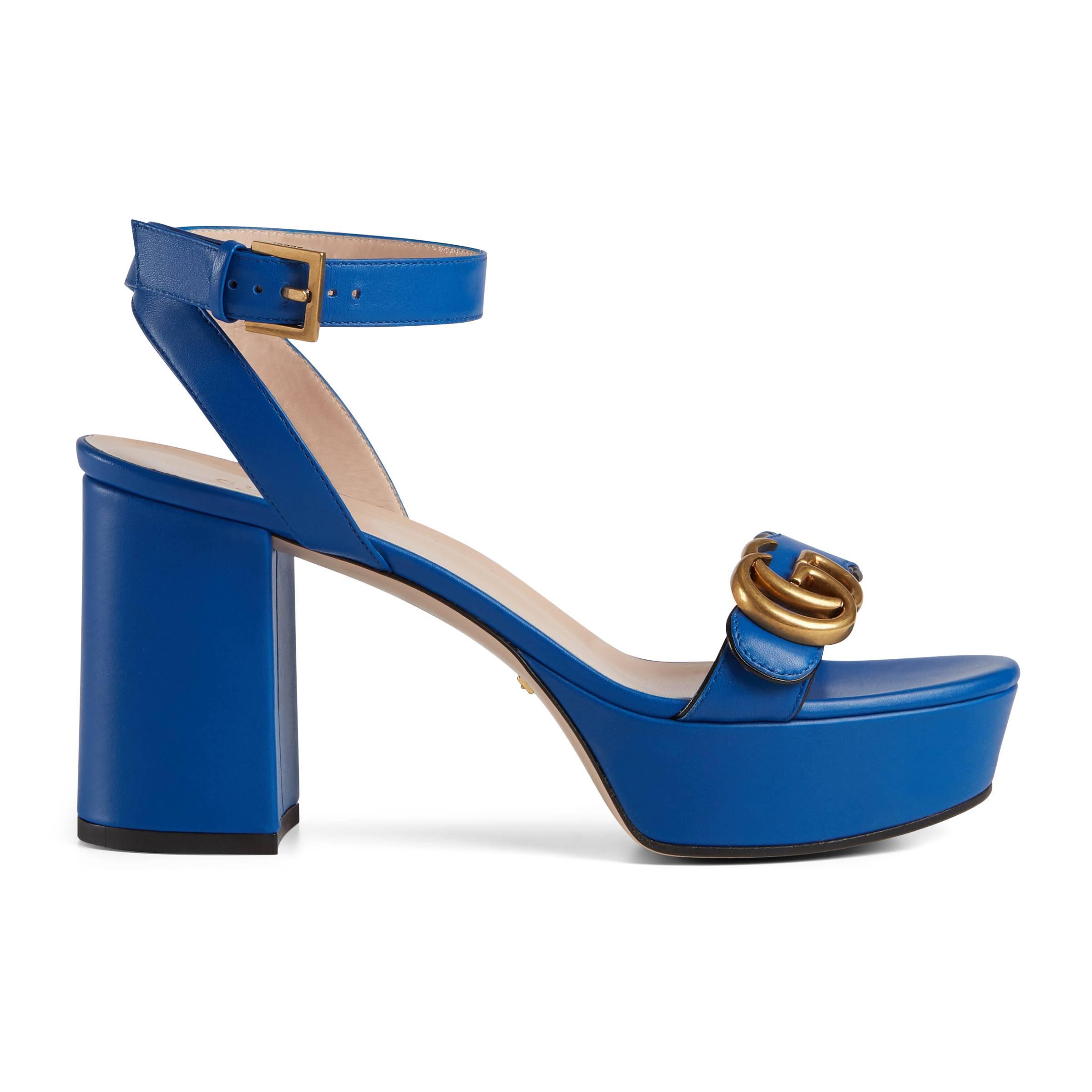 Sandalia de Plataforma con Doble G Gucci de color Azul | Lyst