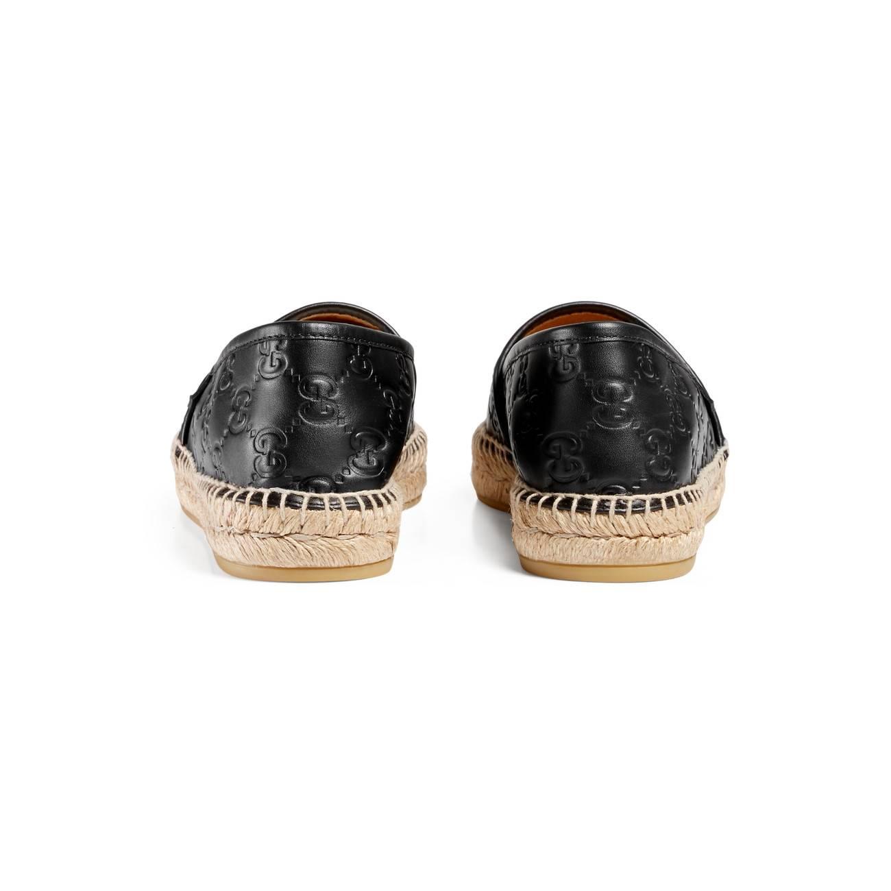 gucci signature leather espadrille white