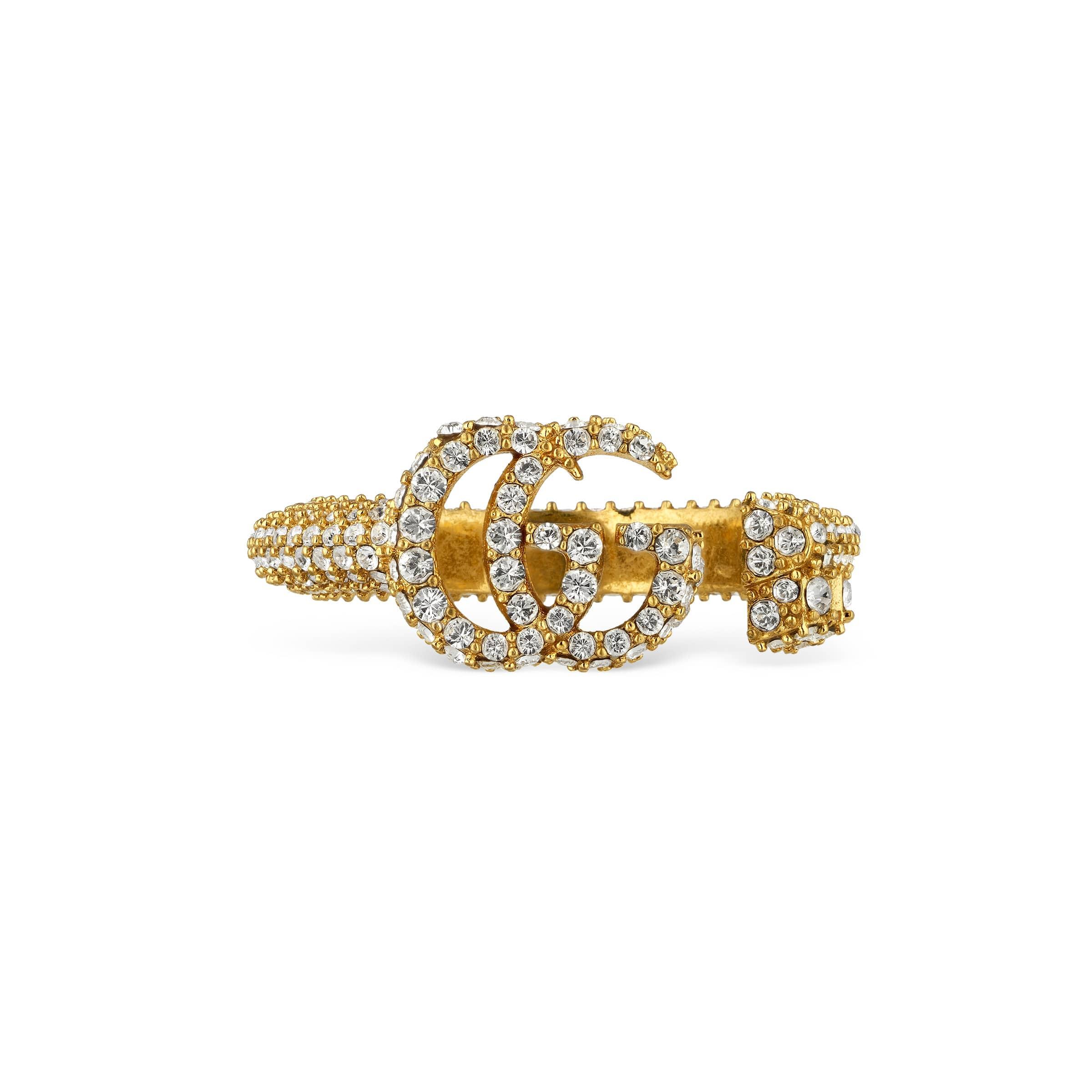 Gucci Double G Key Ring With Crystals 