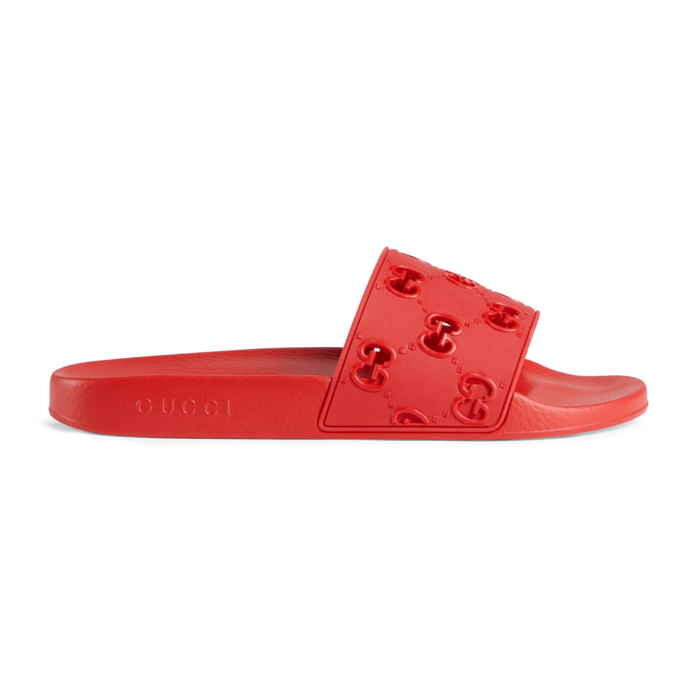 red gucci slides