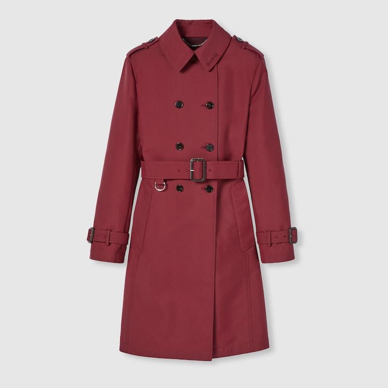 【関税&送料込】Gucci Single-Breasted Gabardine Trench Coat gucci-Bordeaux-Double-