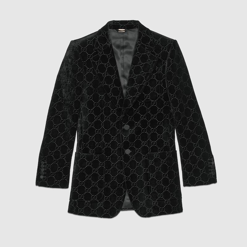 GUCCI ブラック ベルベット ジャケット Gucci Gg Velvet Jacket in Black for Men | Lyst