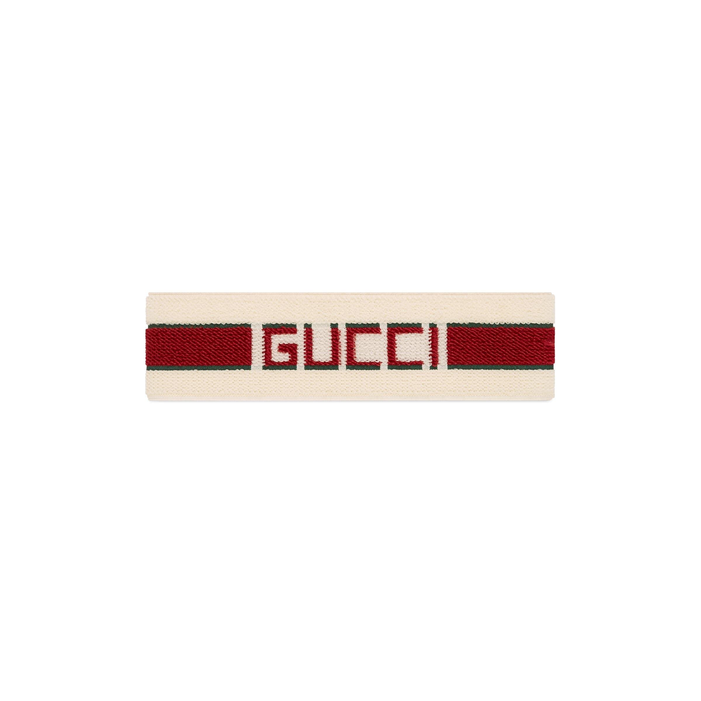 Gucci Elastic Stripe Headband in White | Lyst UK