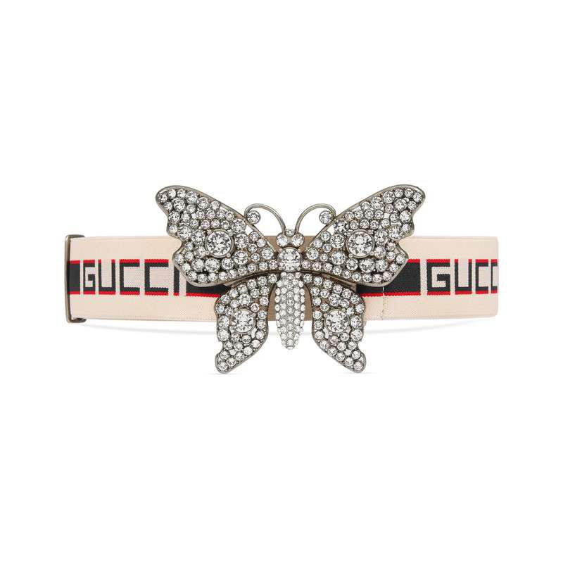 Gucci Stripe Belt With Butterfly Lyst