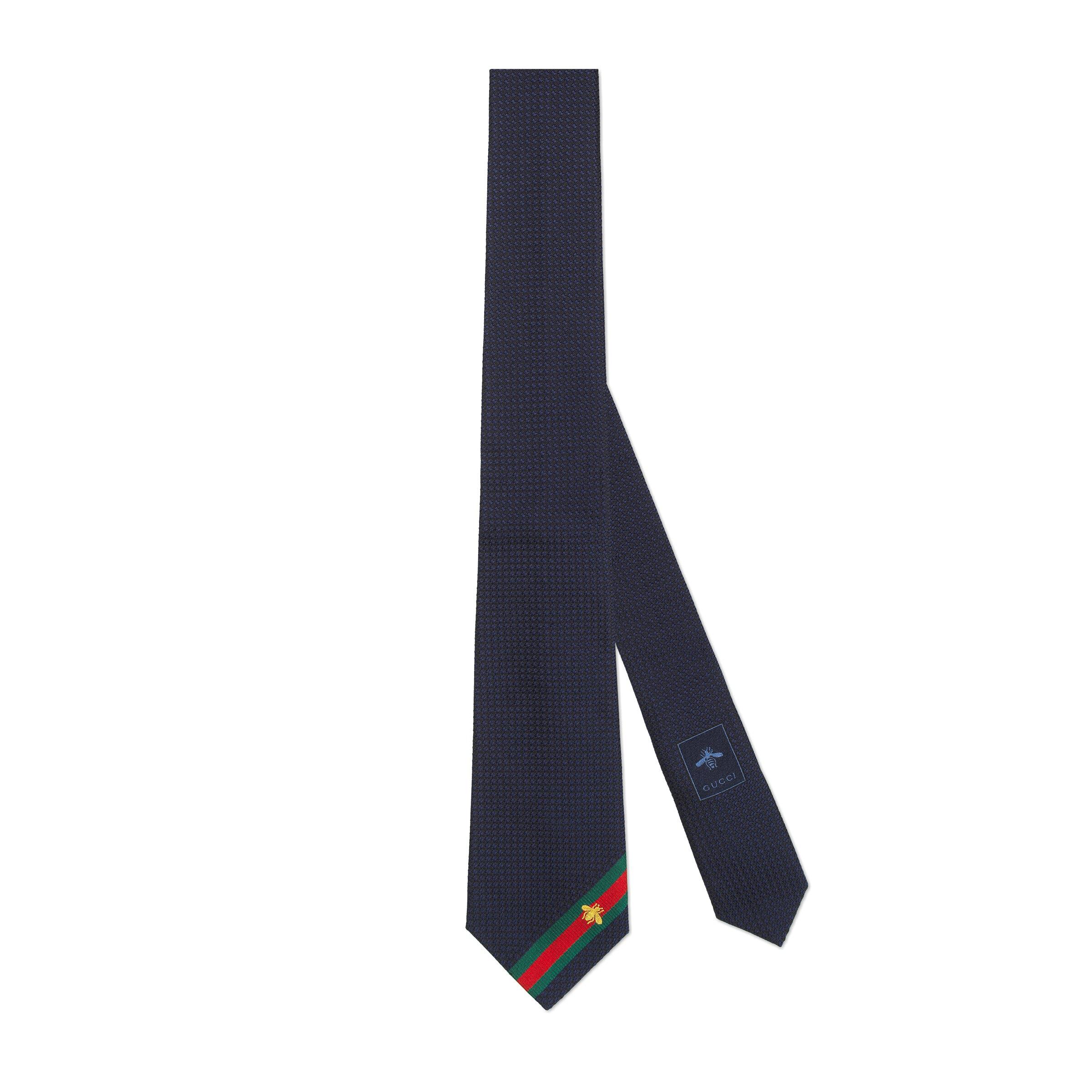Gucci Silk Tie With Bee Web in Blue for Men - Save 33% | Lyst ...