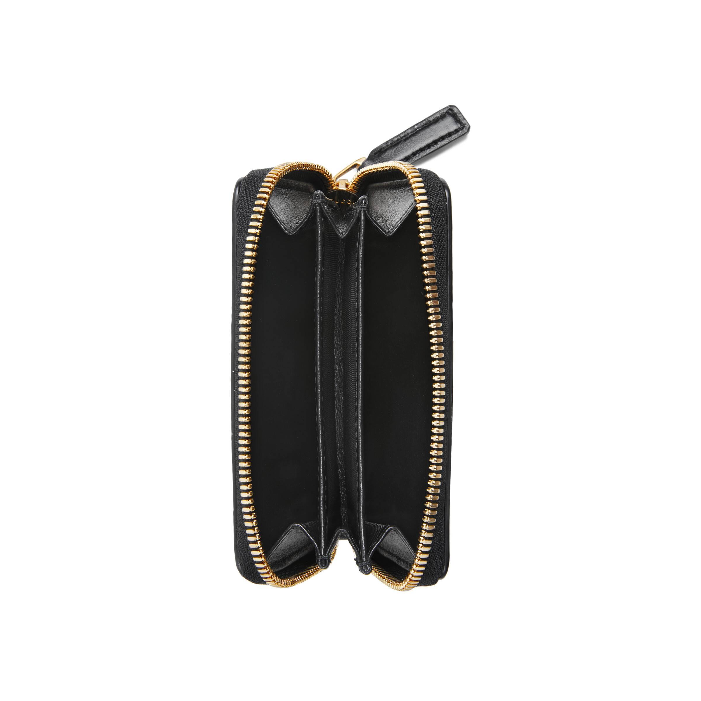 GUCCI Logo Zip Around Leather Wallet Black 408831