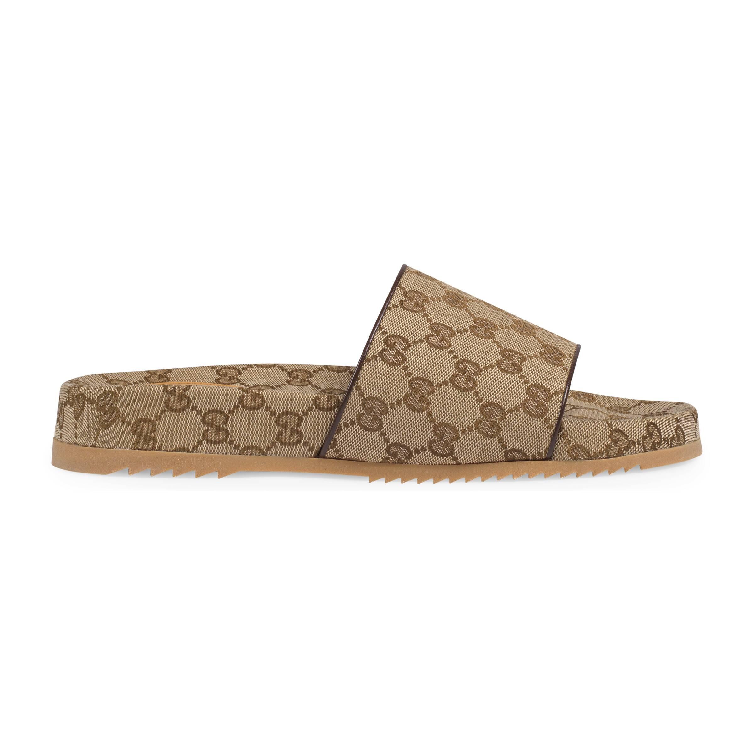 gucci gg canvas slides