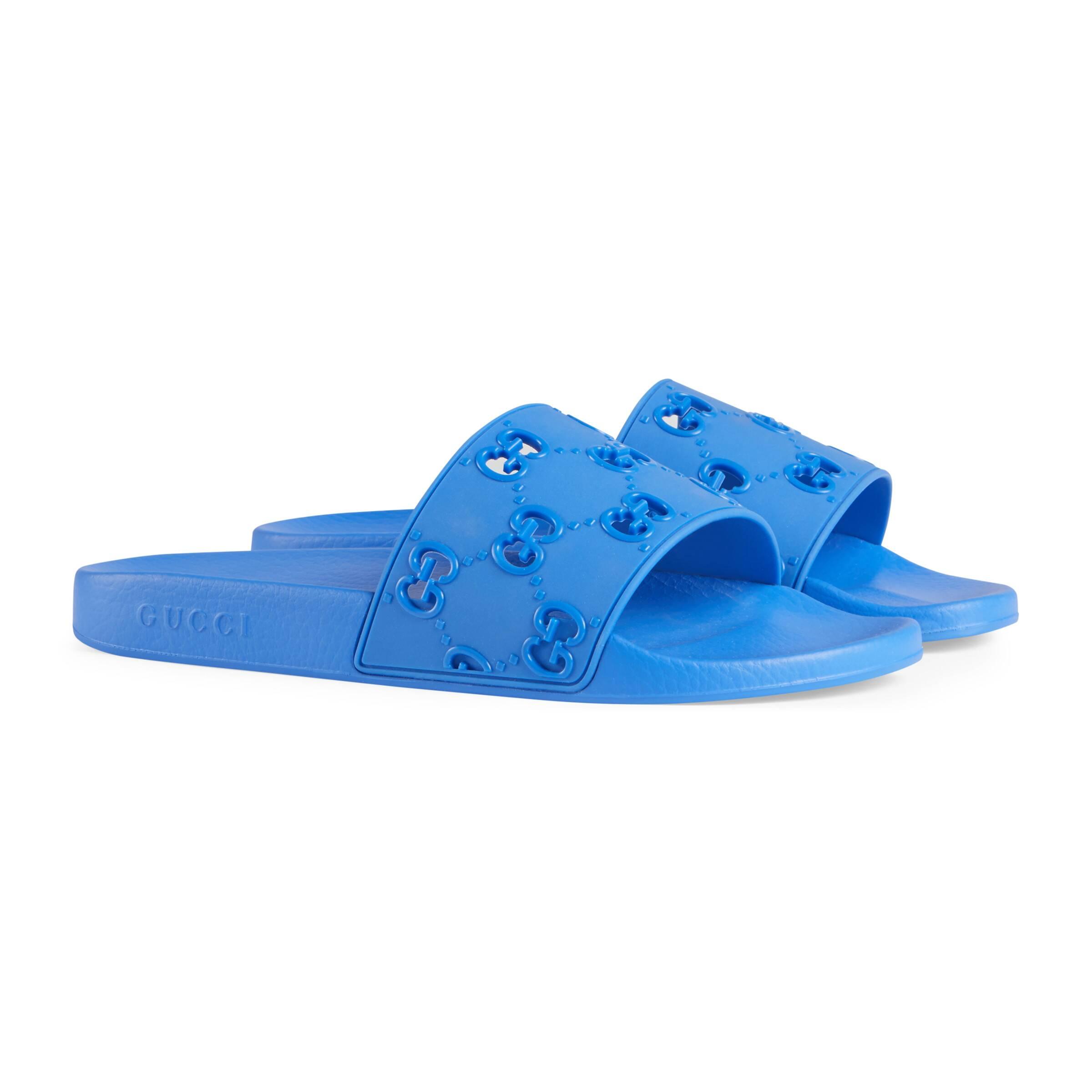 blue gucci gg slides