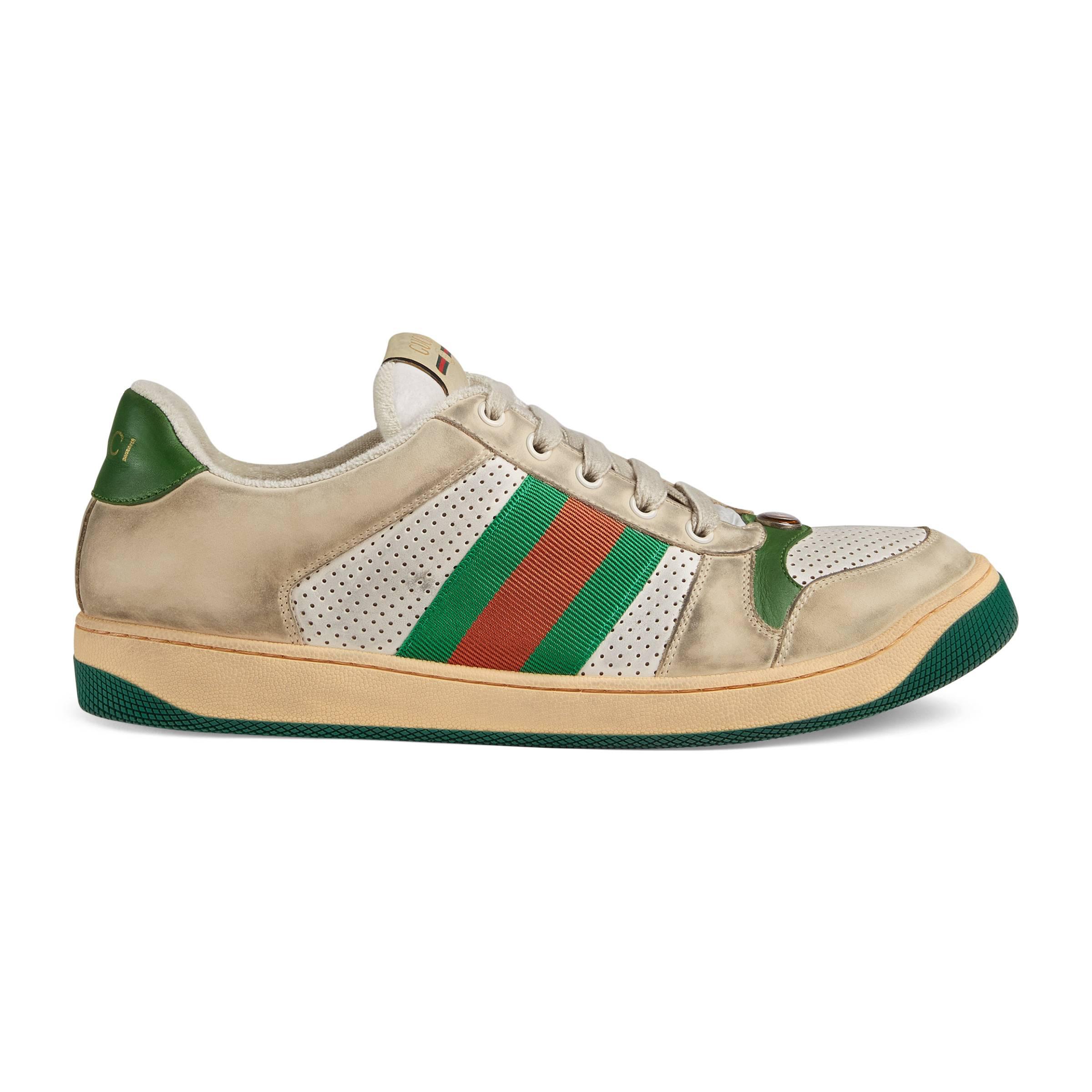 Gucci Screener Leather Sneaker in White for Men - Save 21% - Lyst