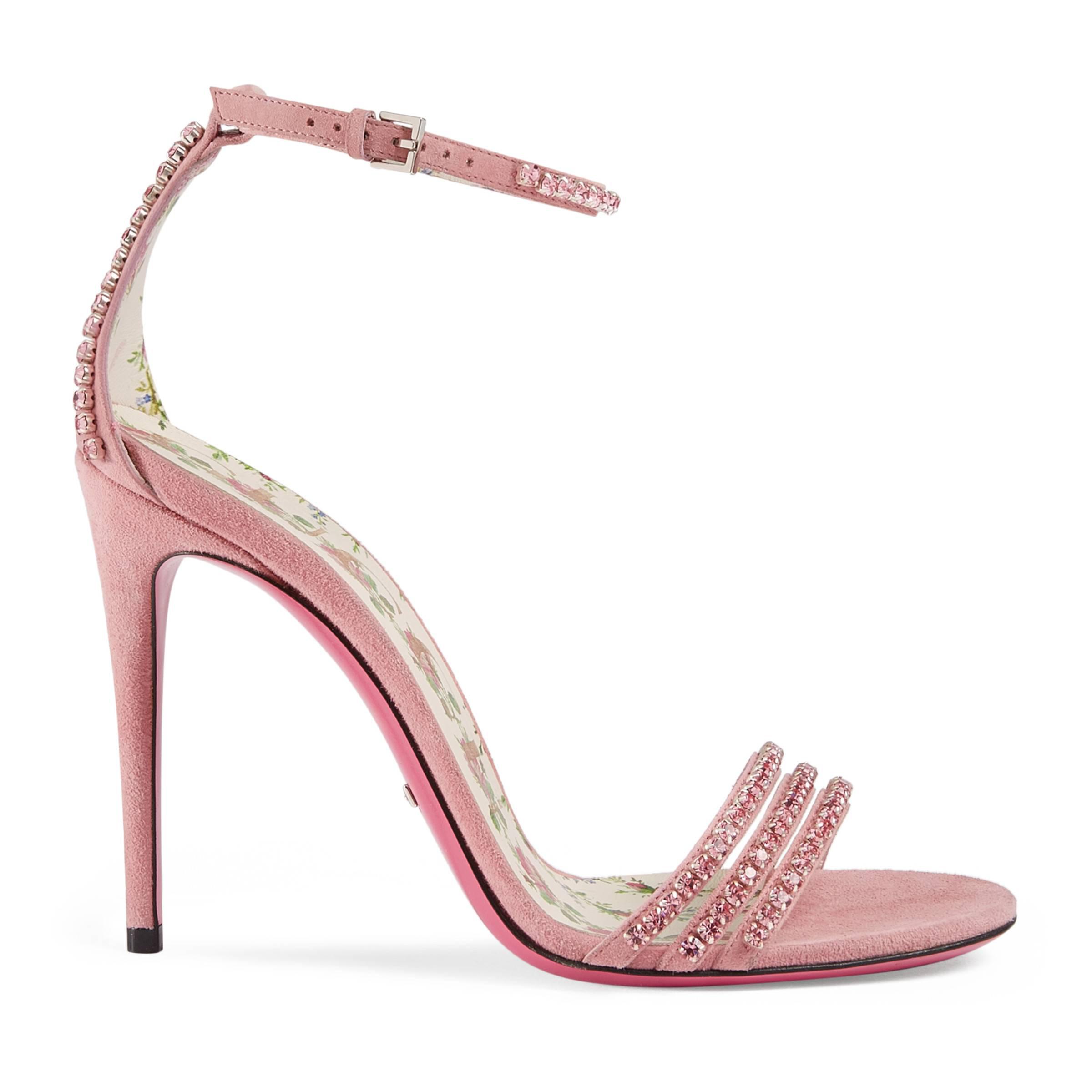 gucci suede sandal with crystals