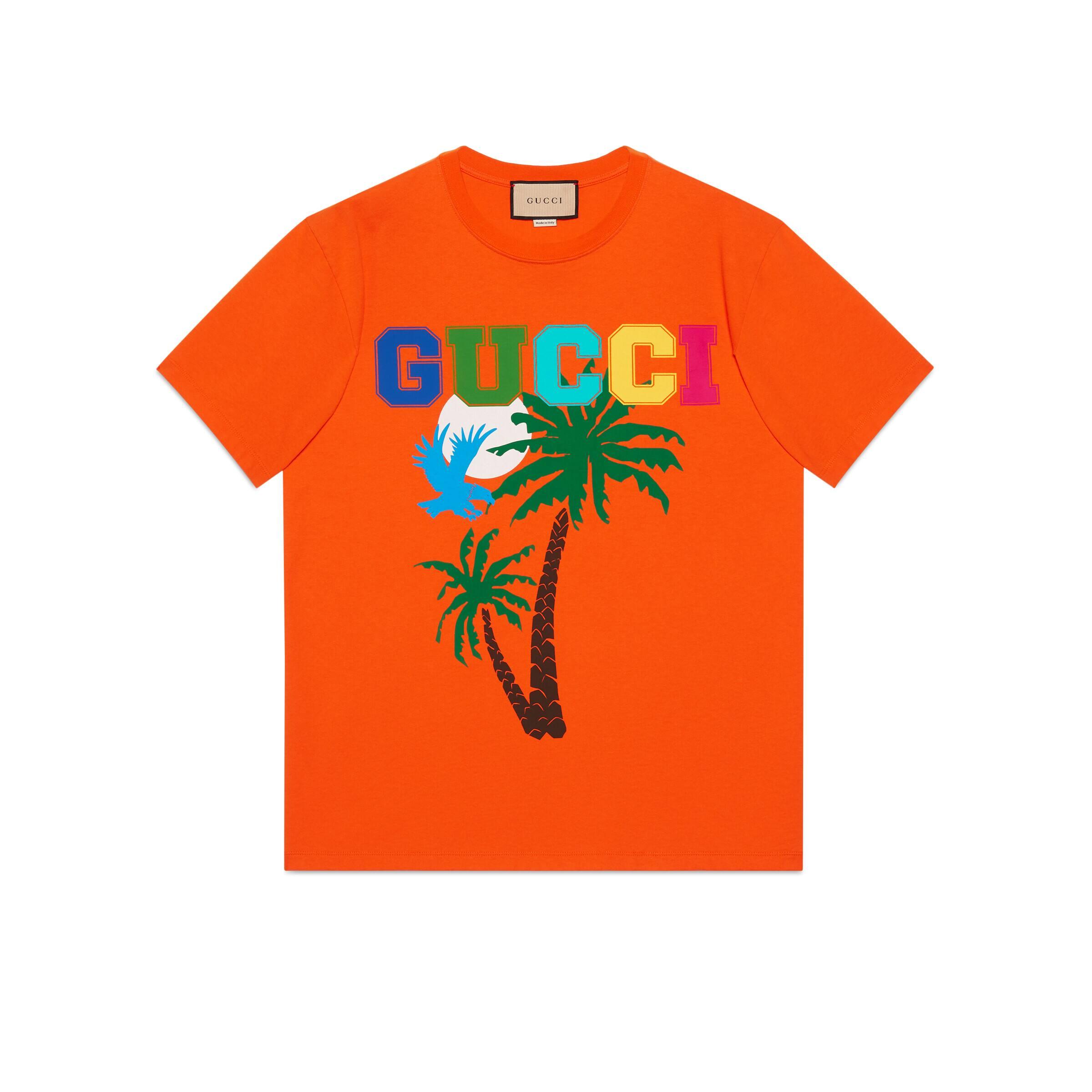 Gucci Jersey With Palms in Orange for Men | Lyst
