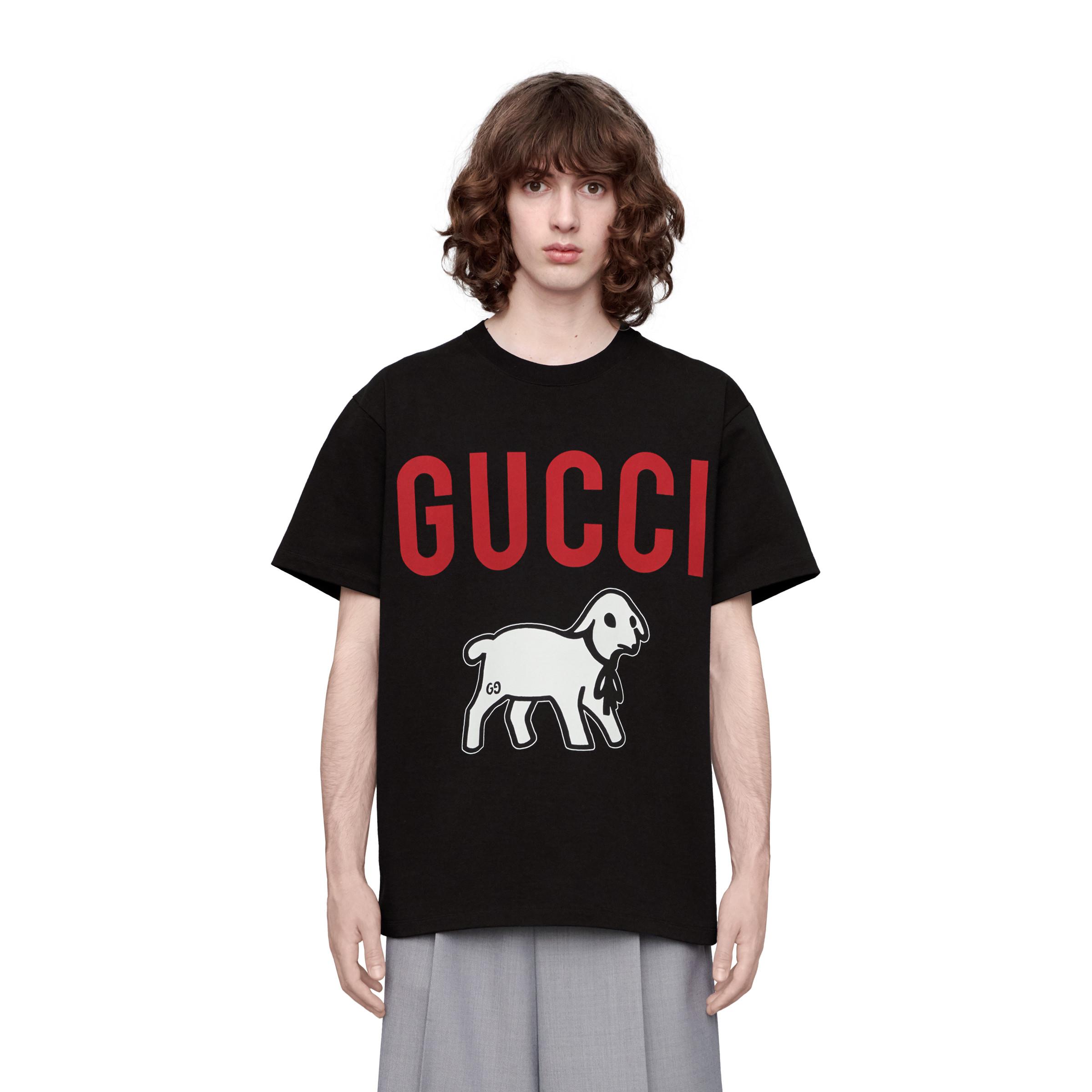 Gucci Übergroßes T-Shirt mit Lamm in Schwarz für Herren | Lyst DE