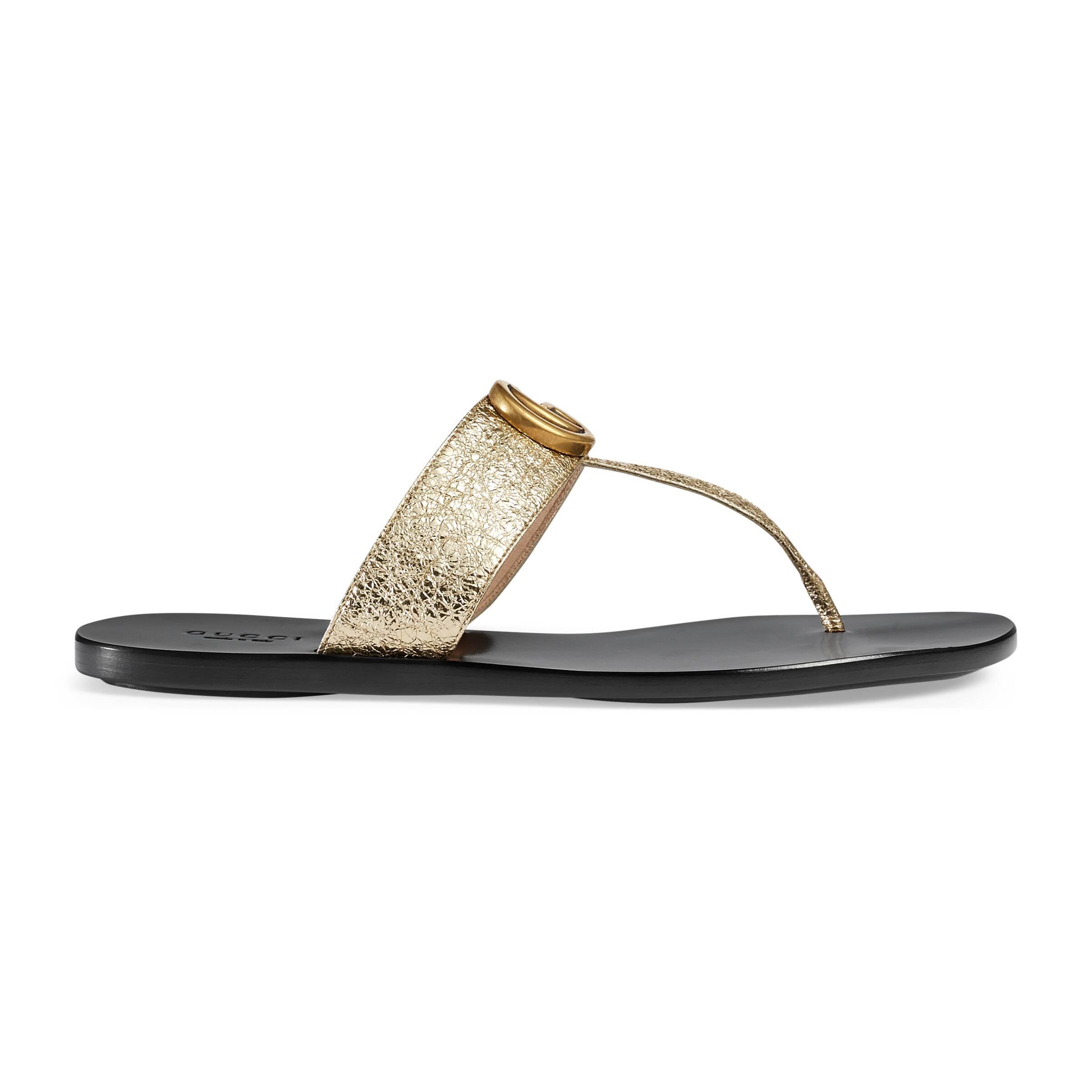 gold gucci marmont sandals