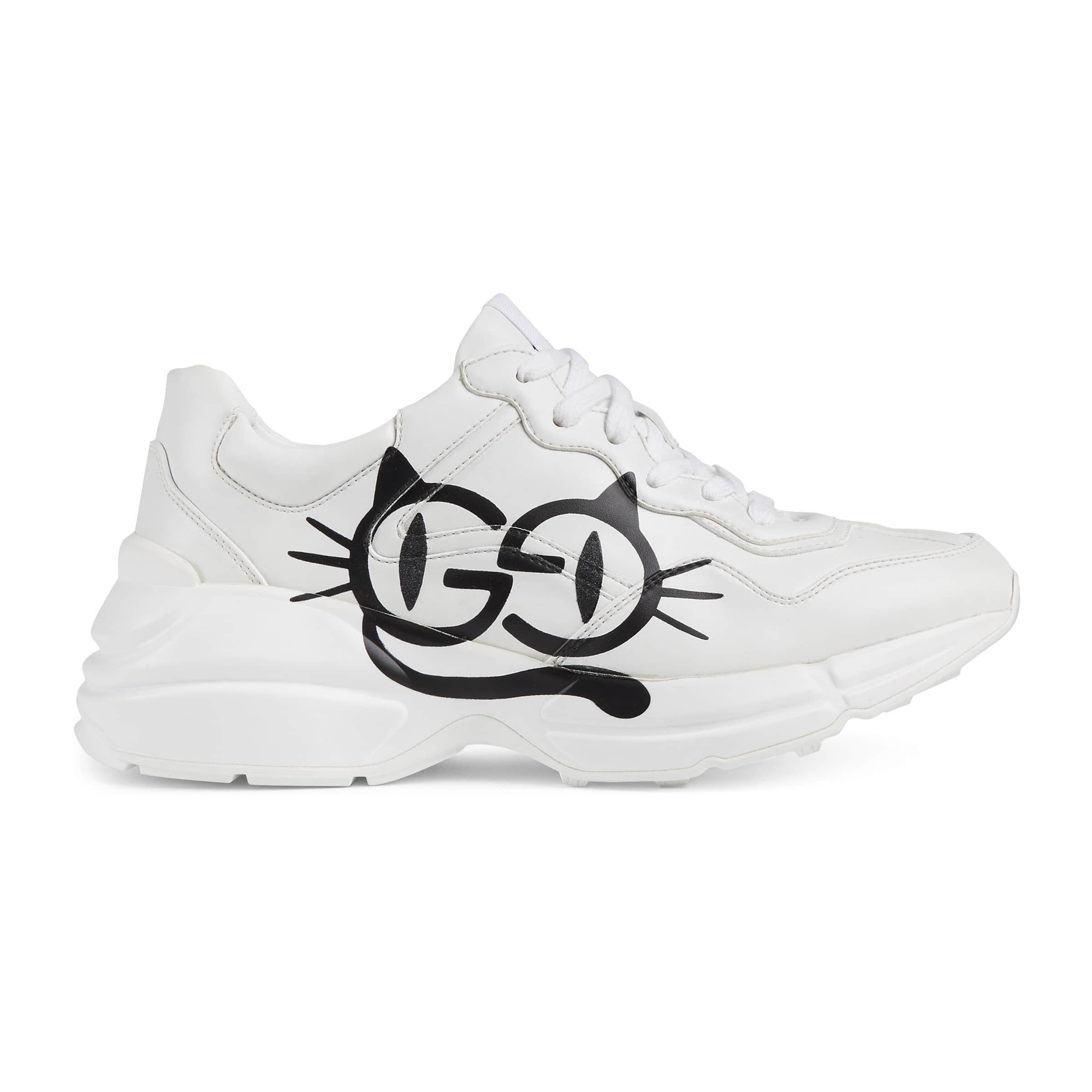 Gucci Rhyton Sneaker With Cat Eyes in White | Lyst