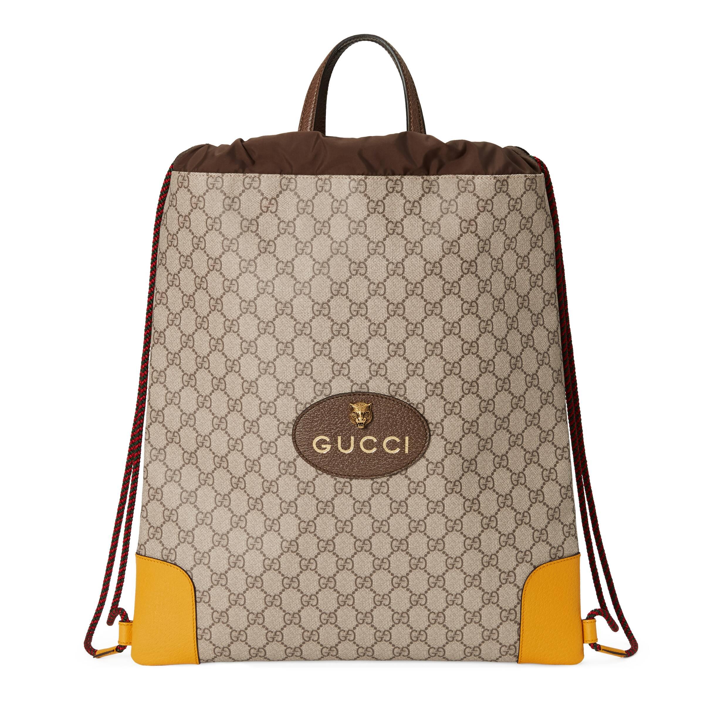 Gucci Neo Vintage Drawstring Backpack in Natural | Lyst